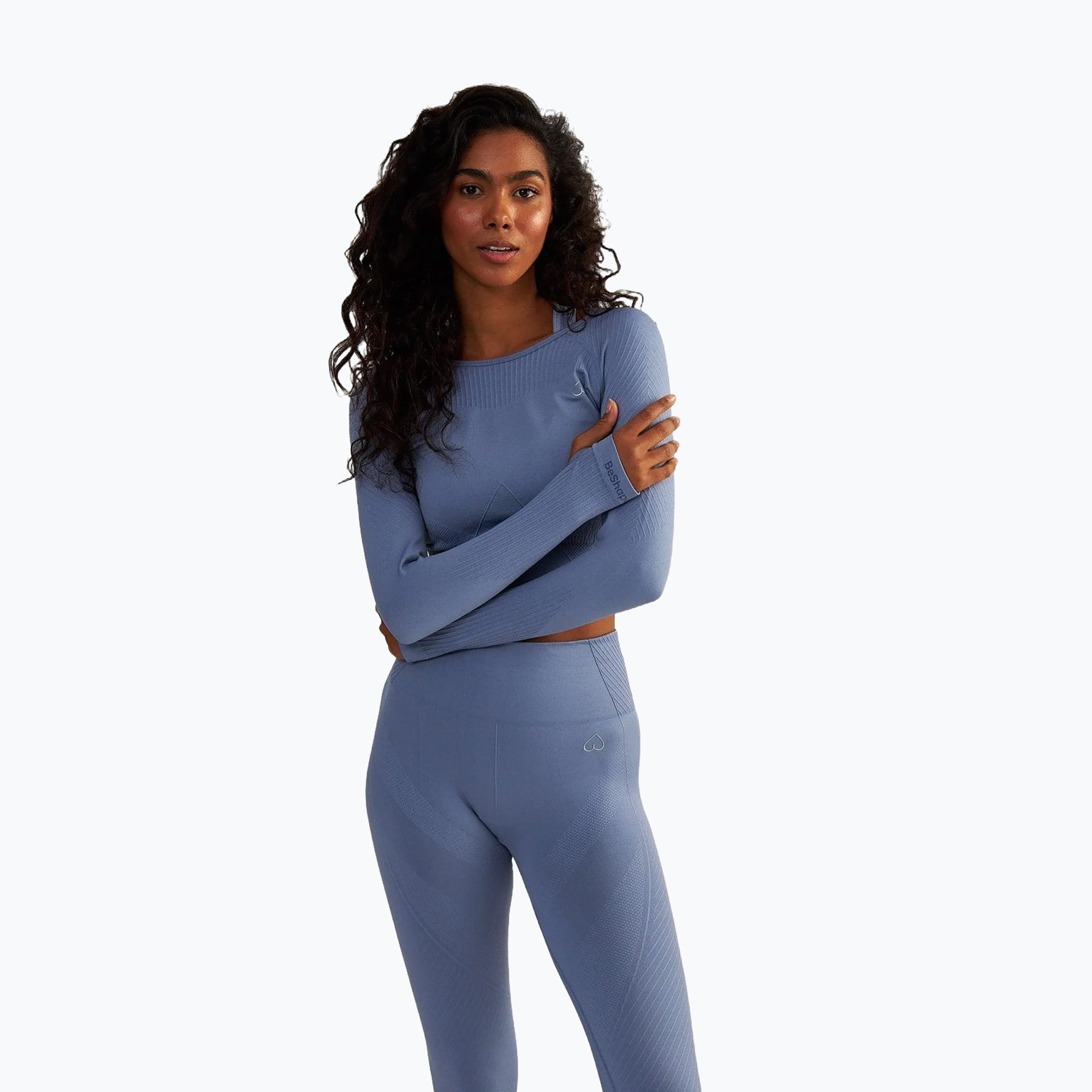Top treningowy longsleeve damski BeShaped Femme Force light blue 