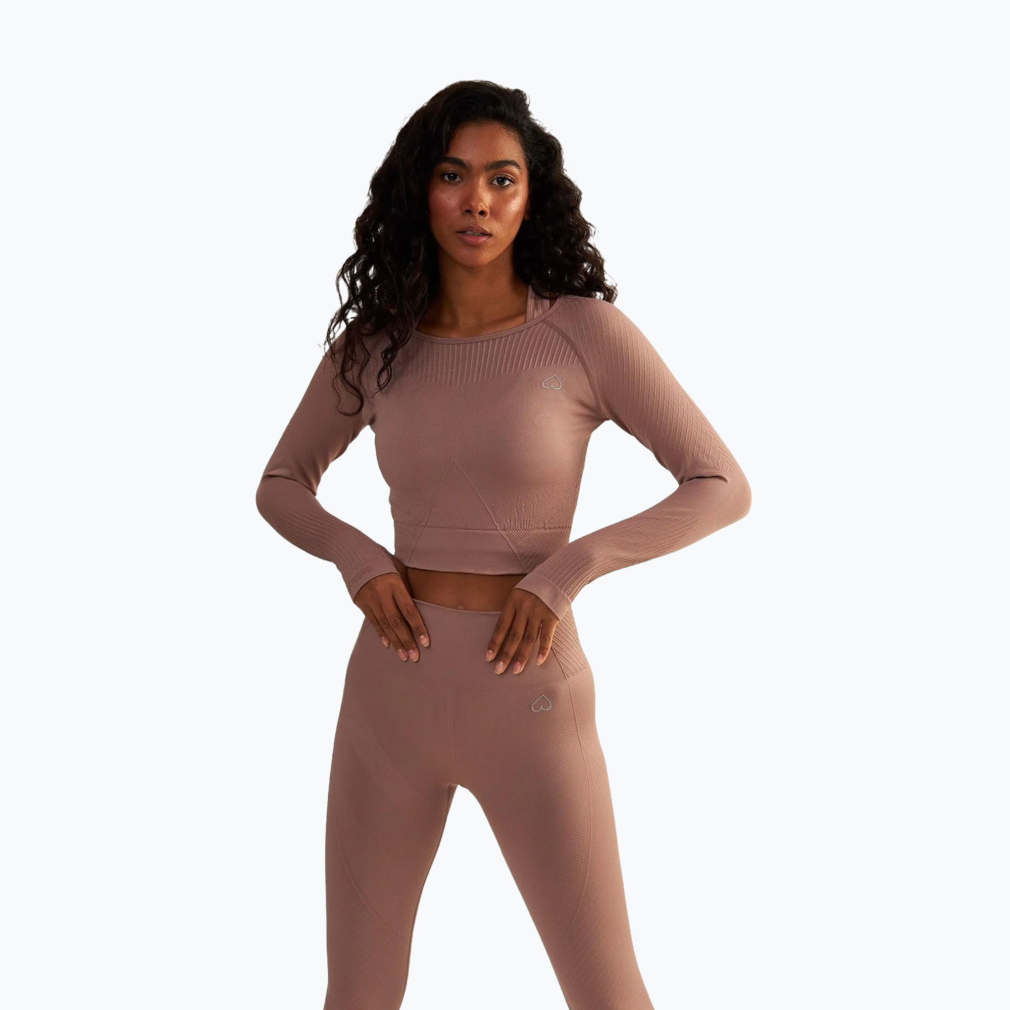 Top treningowy longsleeve damski BeShaped Femme Force rose-gold 