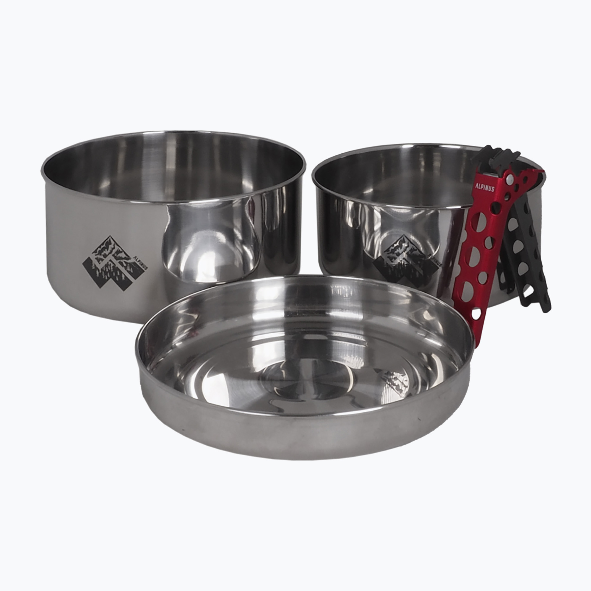 Alpinus Yucatan 2l, 1.5l and 0.6l steel hiking cookware set