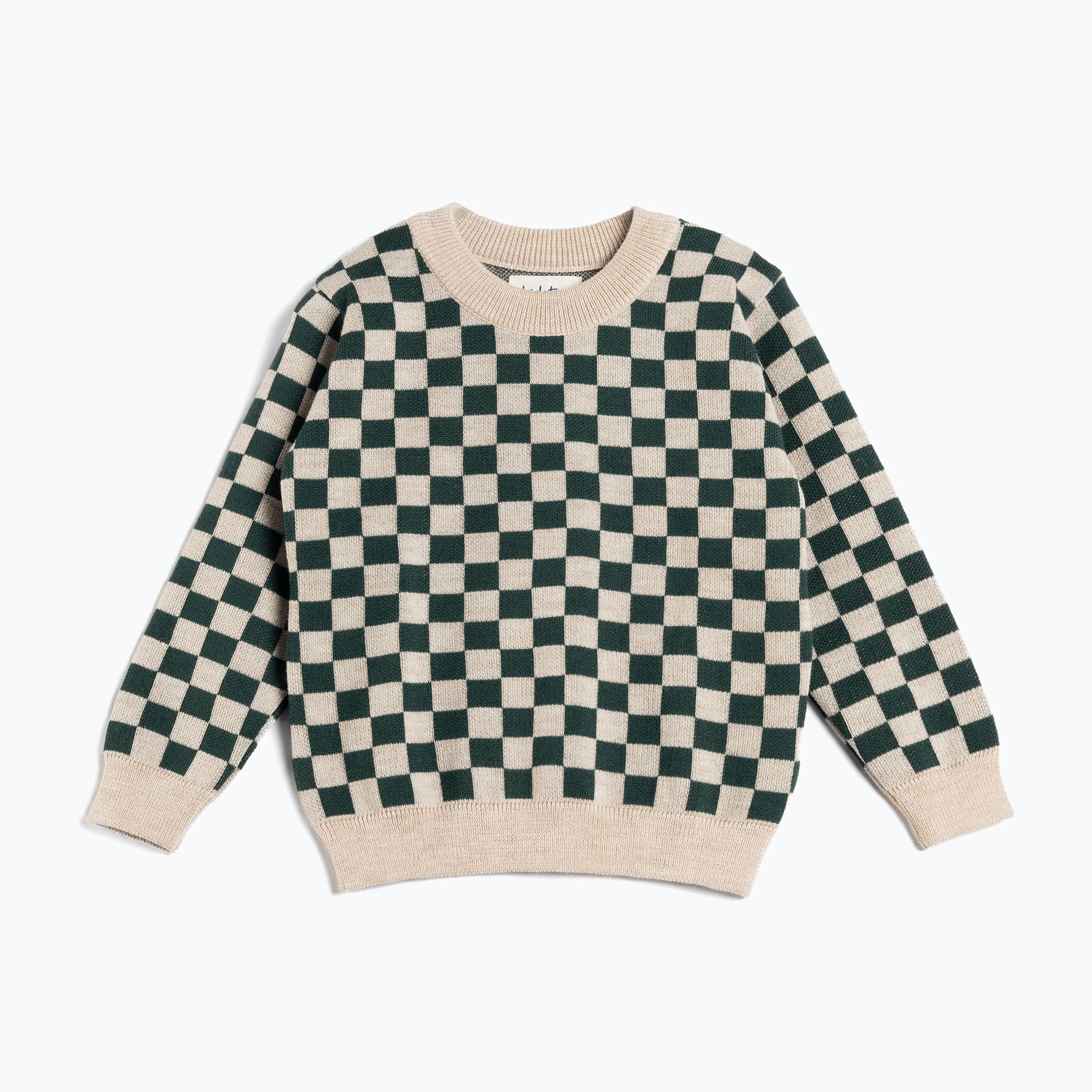 Sweter dziecięcy KID STORY Merino green chessboard 
