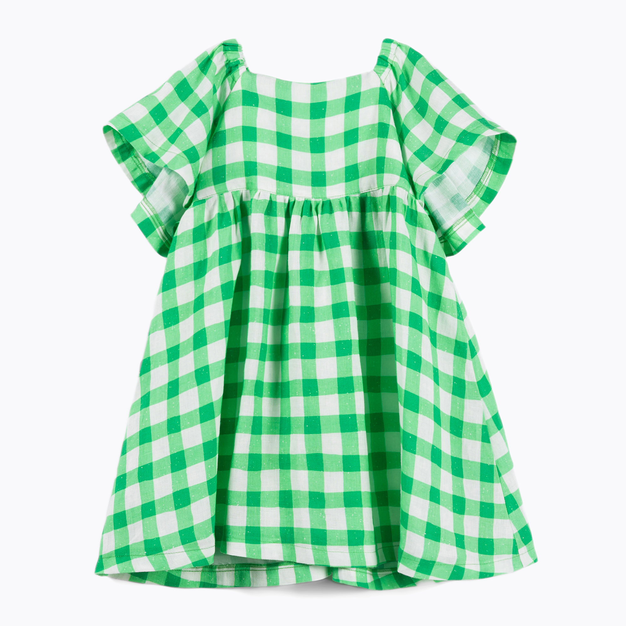 Sukienka dziecięca KID STORY Lniana green grid 