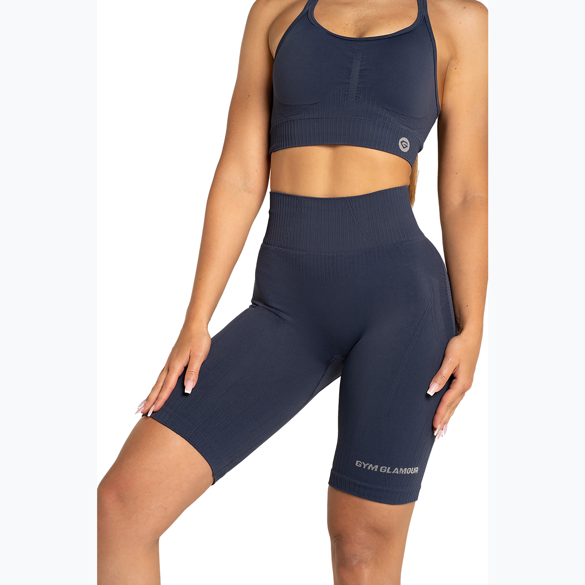 Dámske cyklistické tréningové šortky Gym Glamour Push Up 2.0 denim (Push Up 2.0 608-2)