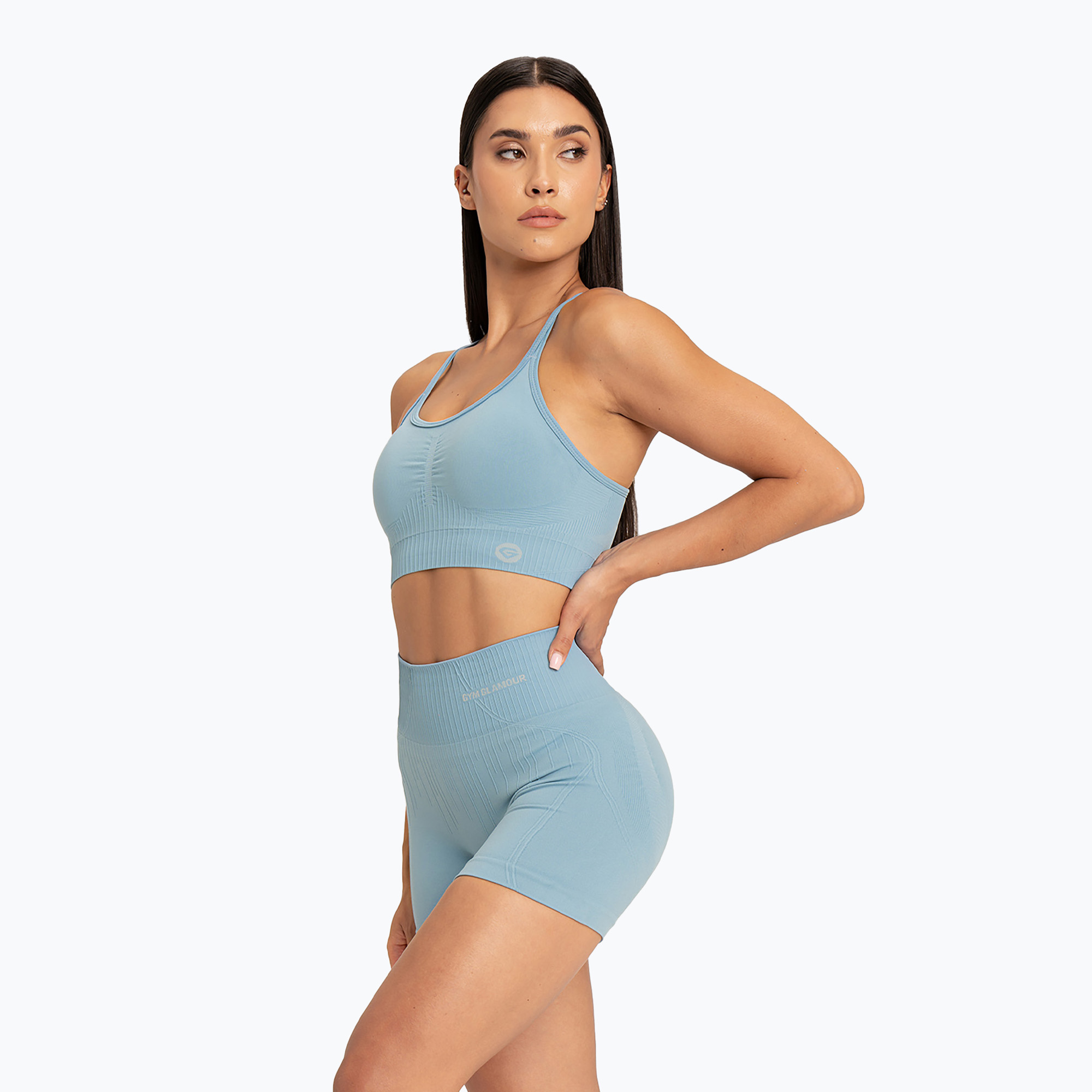 Pantaloncini da allenamento da donna Gym Glamour Push Up 2.0 laguna blu (S) (Push Up 2.0 628)