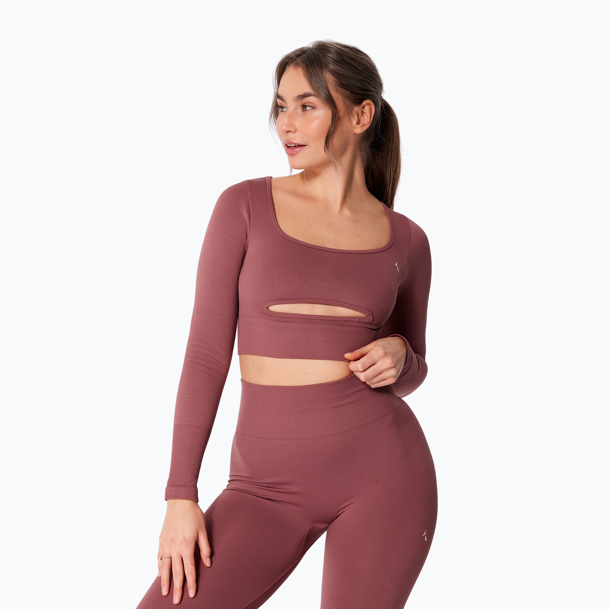 Longsleeve treningowy damski Carpatree Dopamine Buzz Seamless rose/brown 