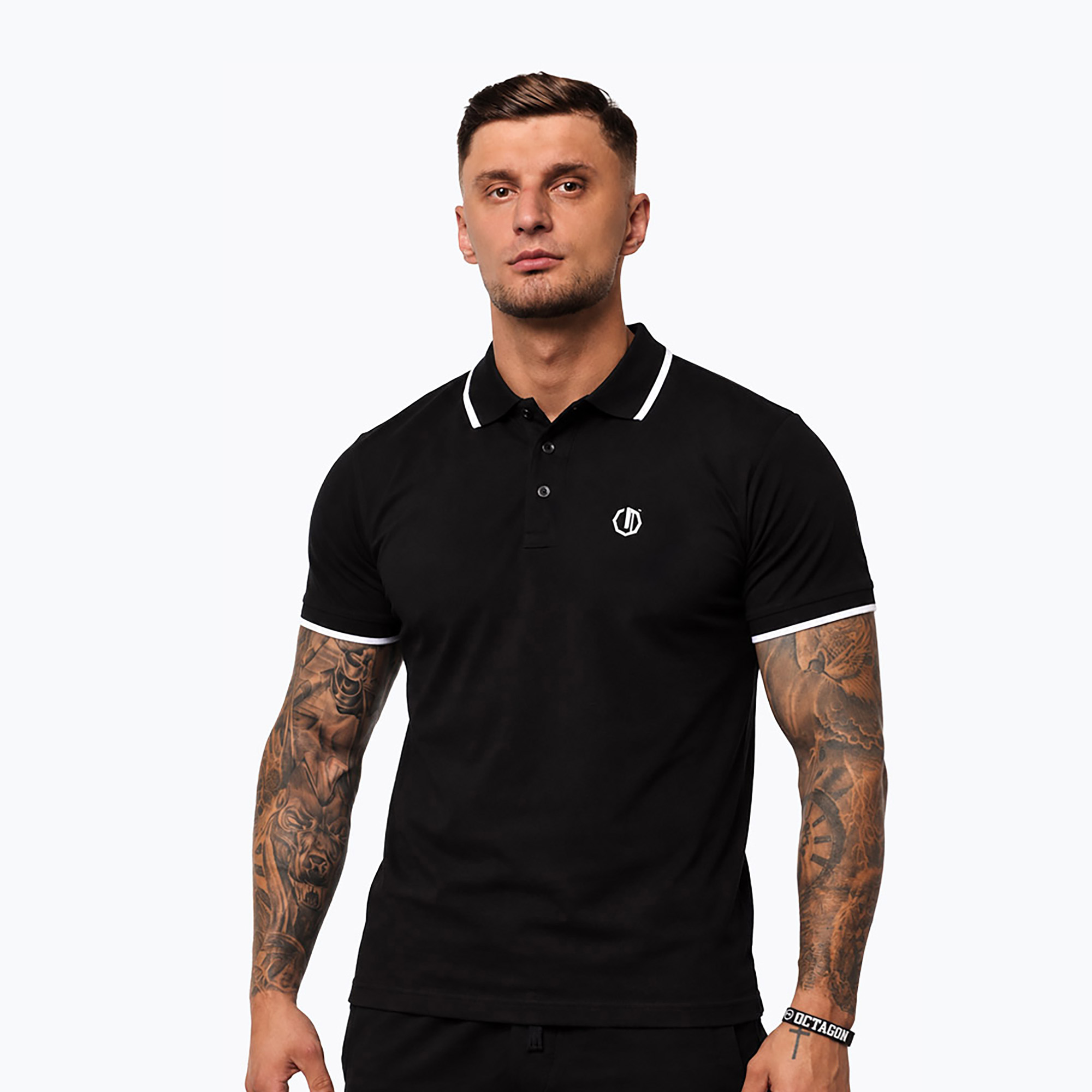 Мъжка поло тениска Octagon Legion Tipped Small Logo 3D Polo black