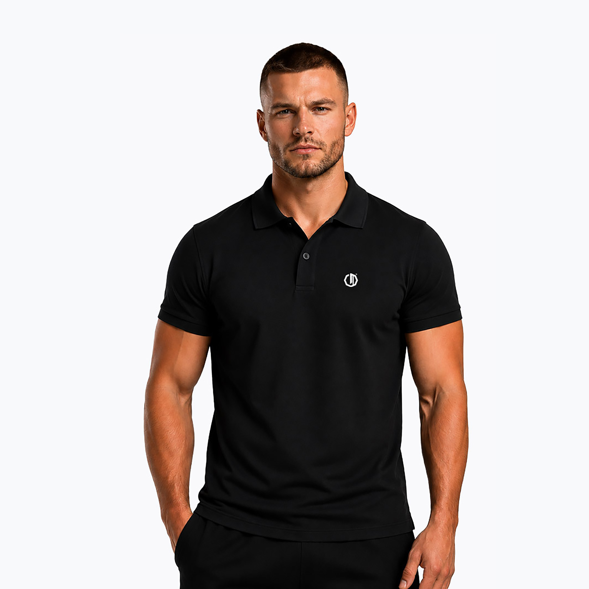 Мъжка поло тениска Octagon Legion Small Logo 3D Polo black/white