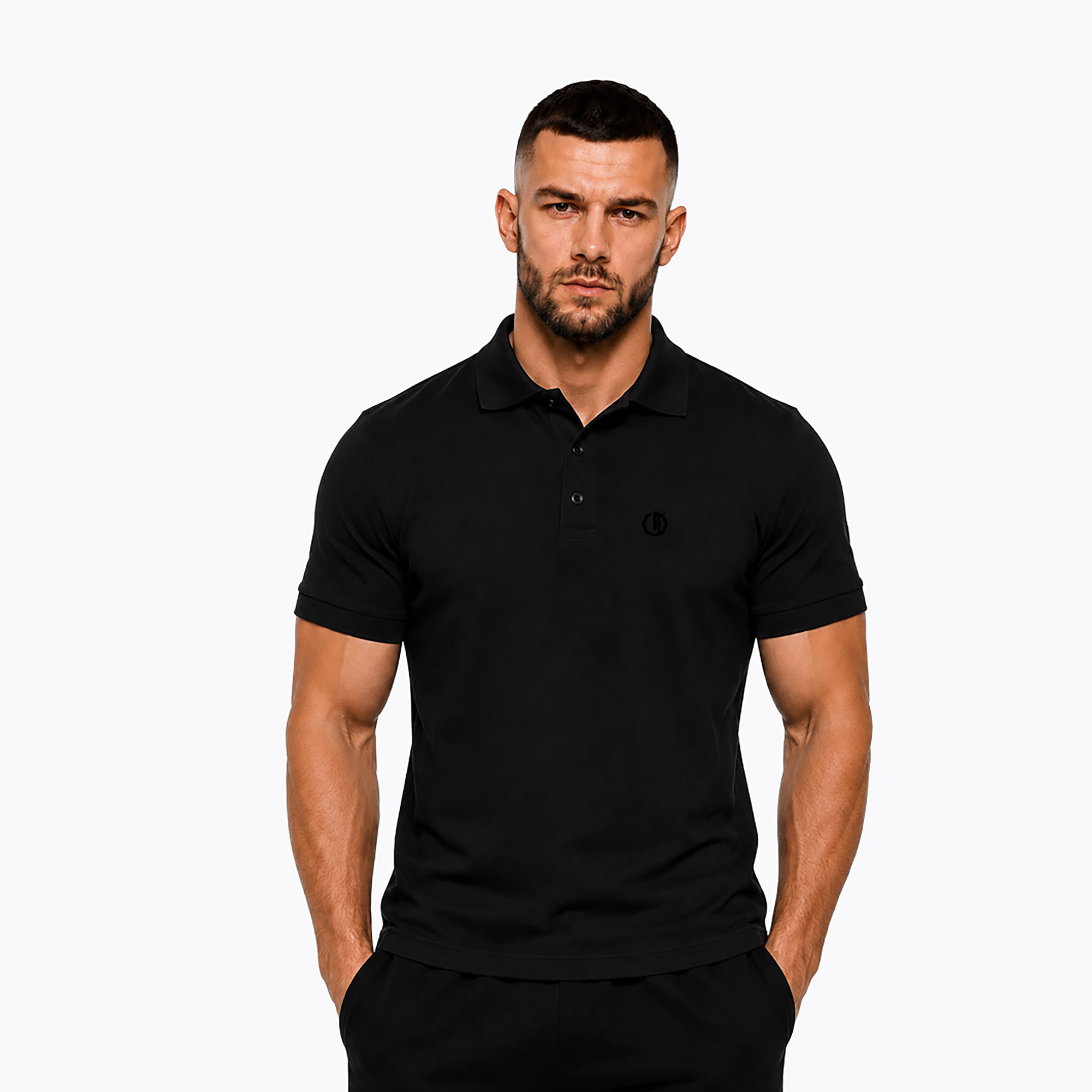 Мъжка поло тениска Octagon Legion Small Logo 3D Polo black