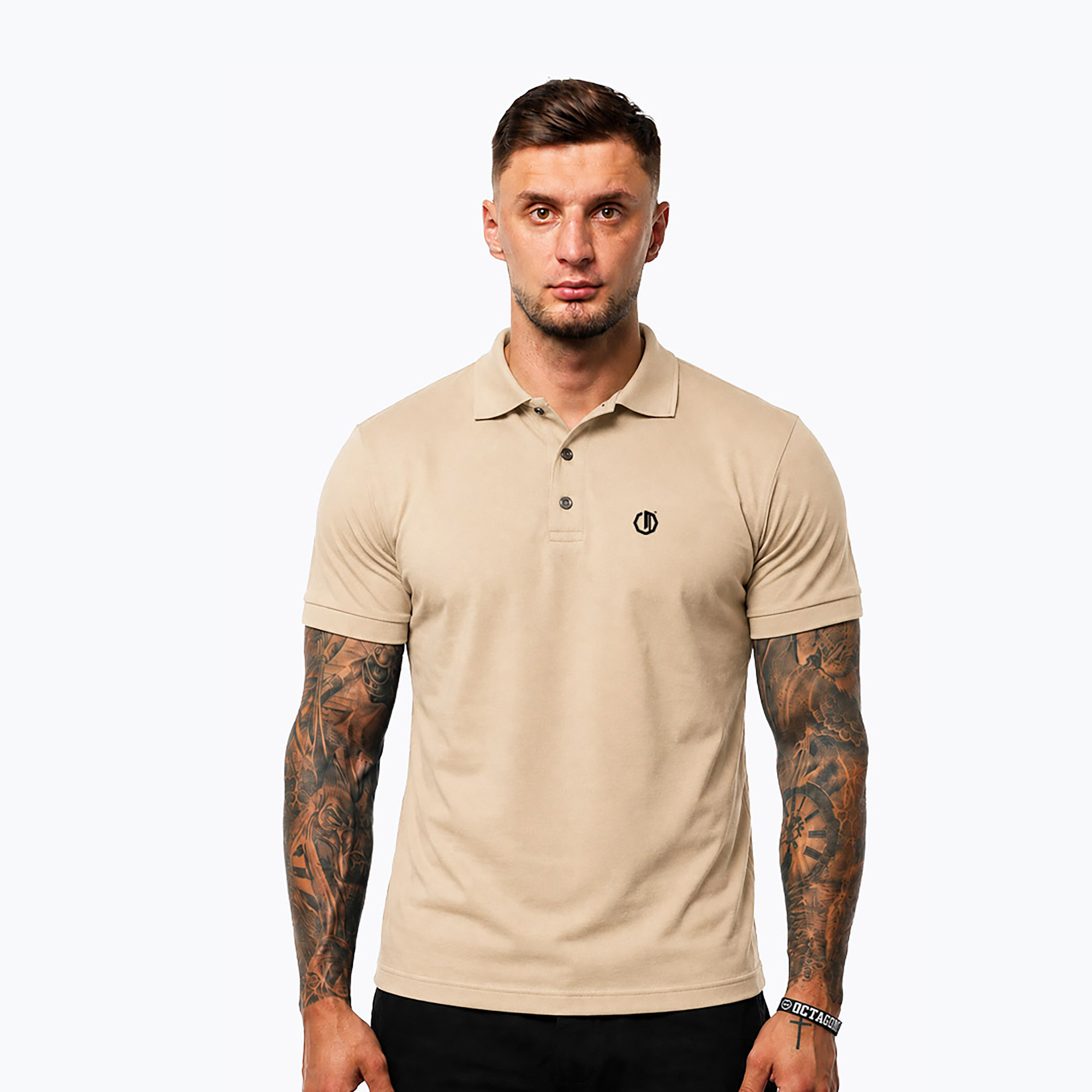 Мъжка поло тениска Octagon Legion Small Logo 3D Polo beige