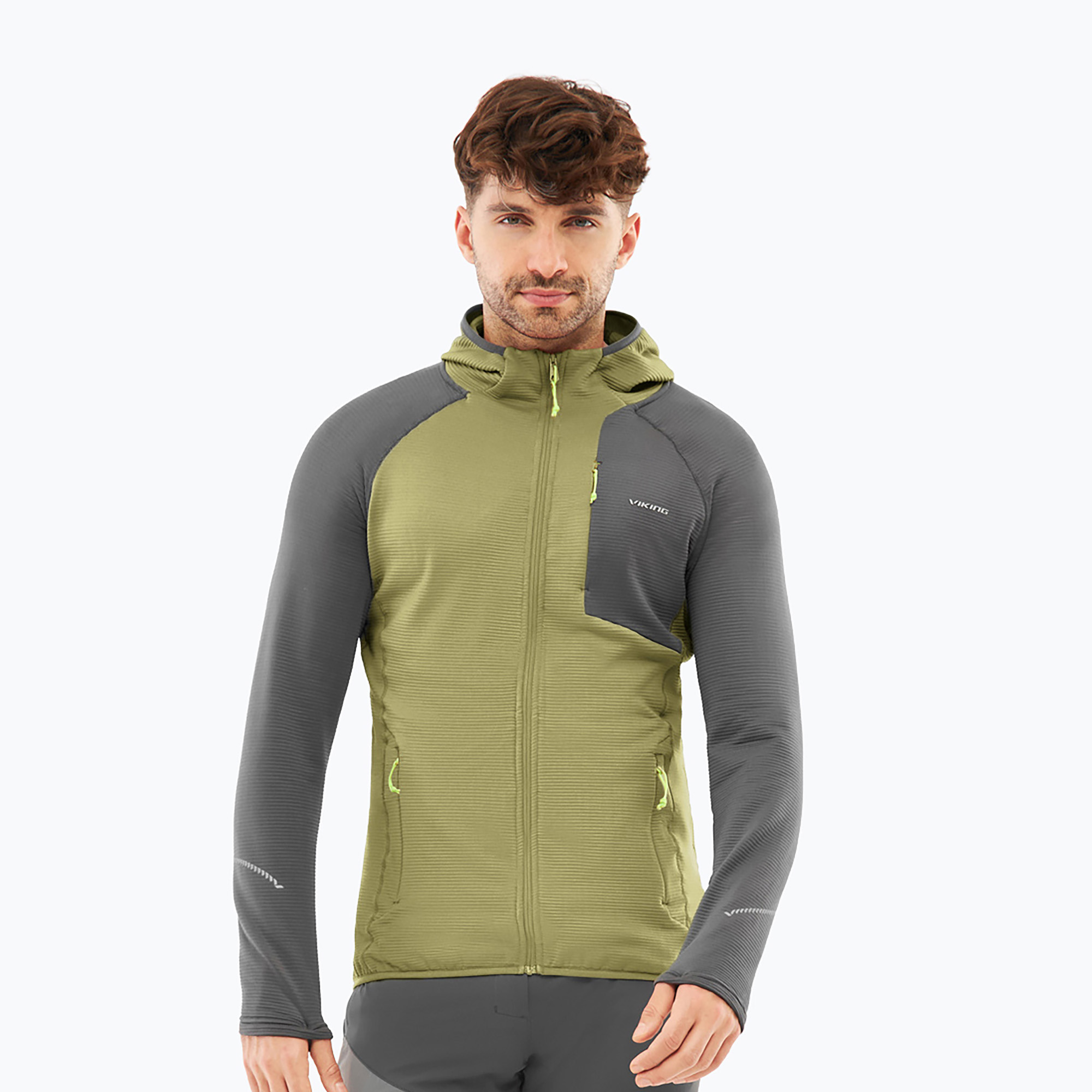 Bluză de trekking pentru bărbați Viking Birger Hoodie olive/dark grey