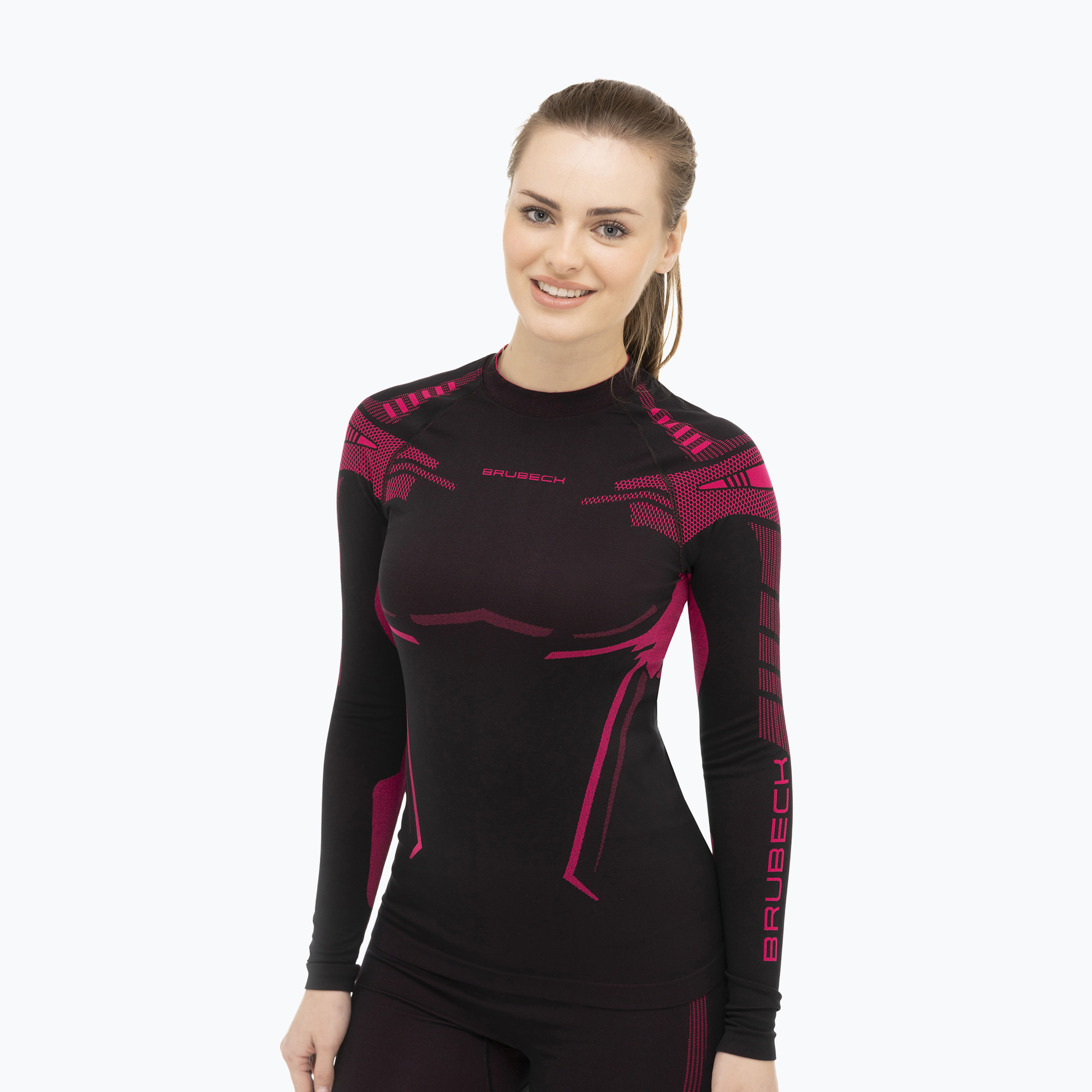 Bluza termoaktywna damska Brubeck Dry czarny/fuksjowy | WYSYŁKA W 24H | 30 DNI NA ZWROT