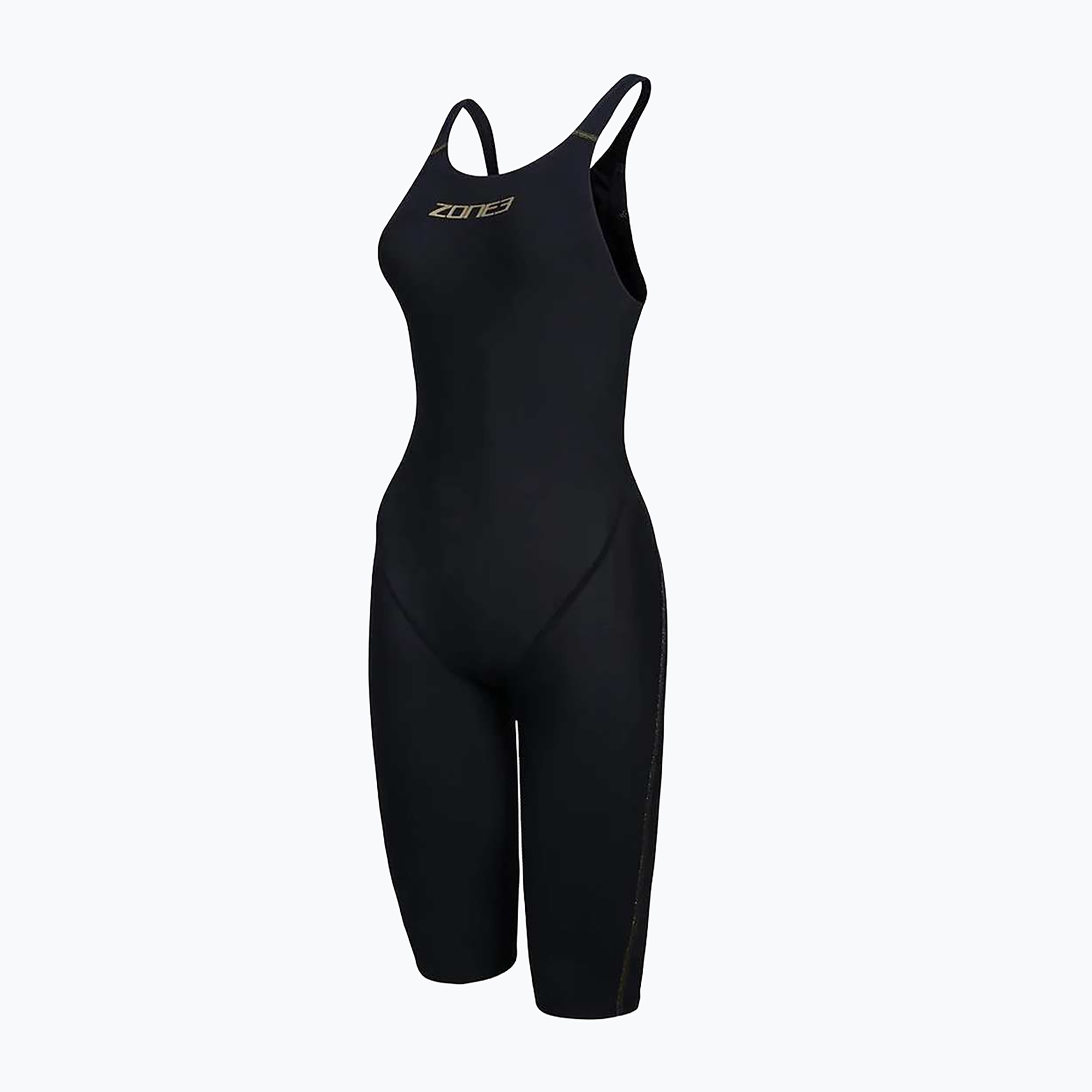 Дамски цял костюм за плуване ZONE3 FINA Approved Performance Gold Kneeskin black/gold