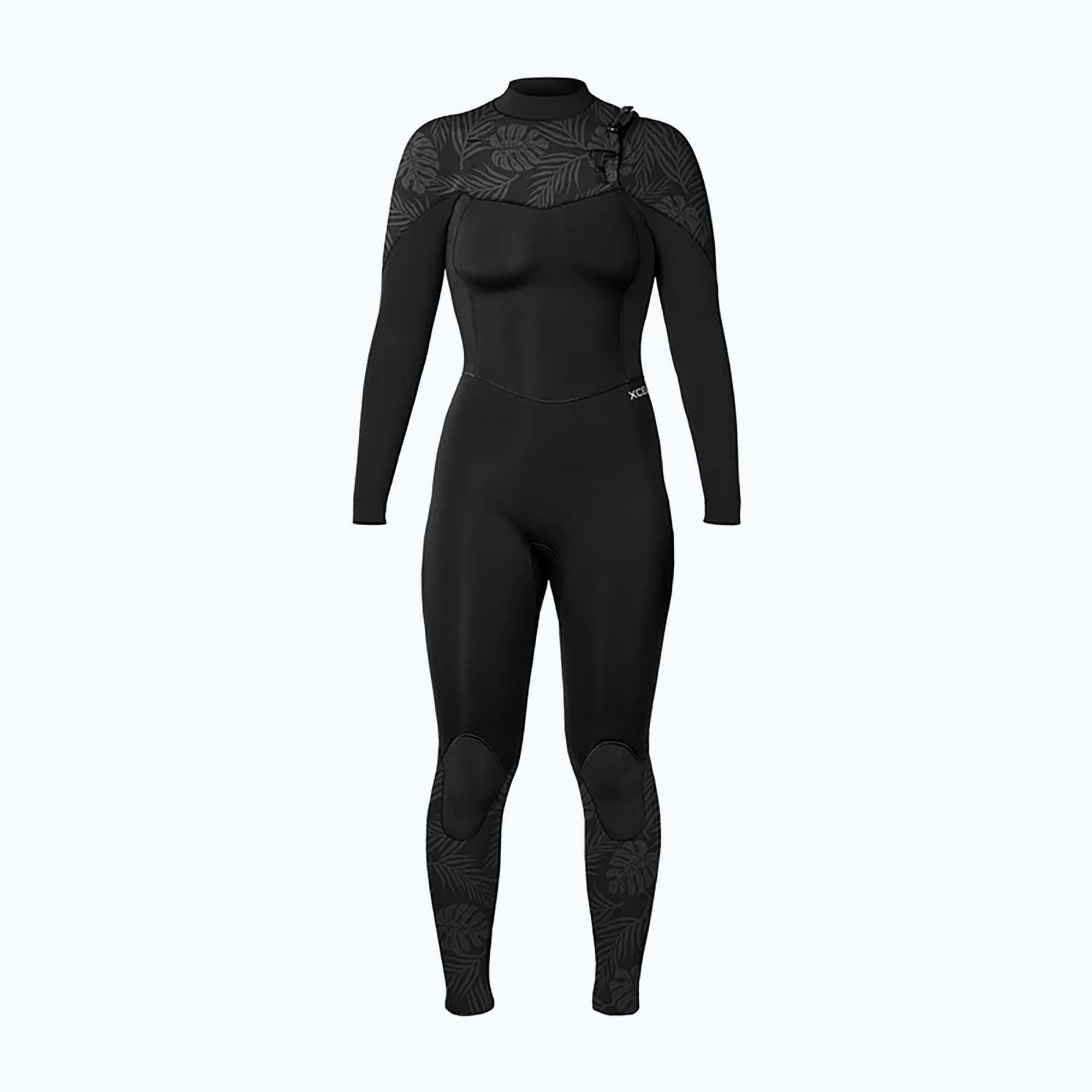 Дамски неопренов костюм за плуване Xcel Comp 3/2 mm Full black/black palm/monstera print