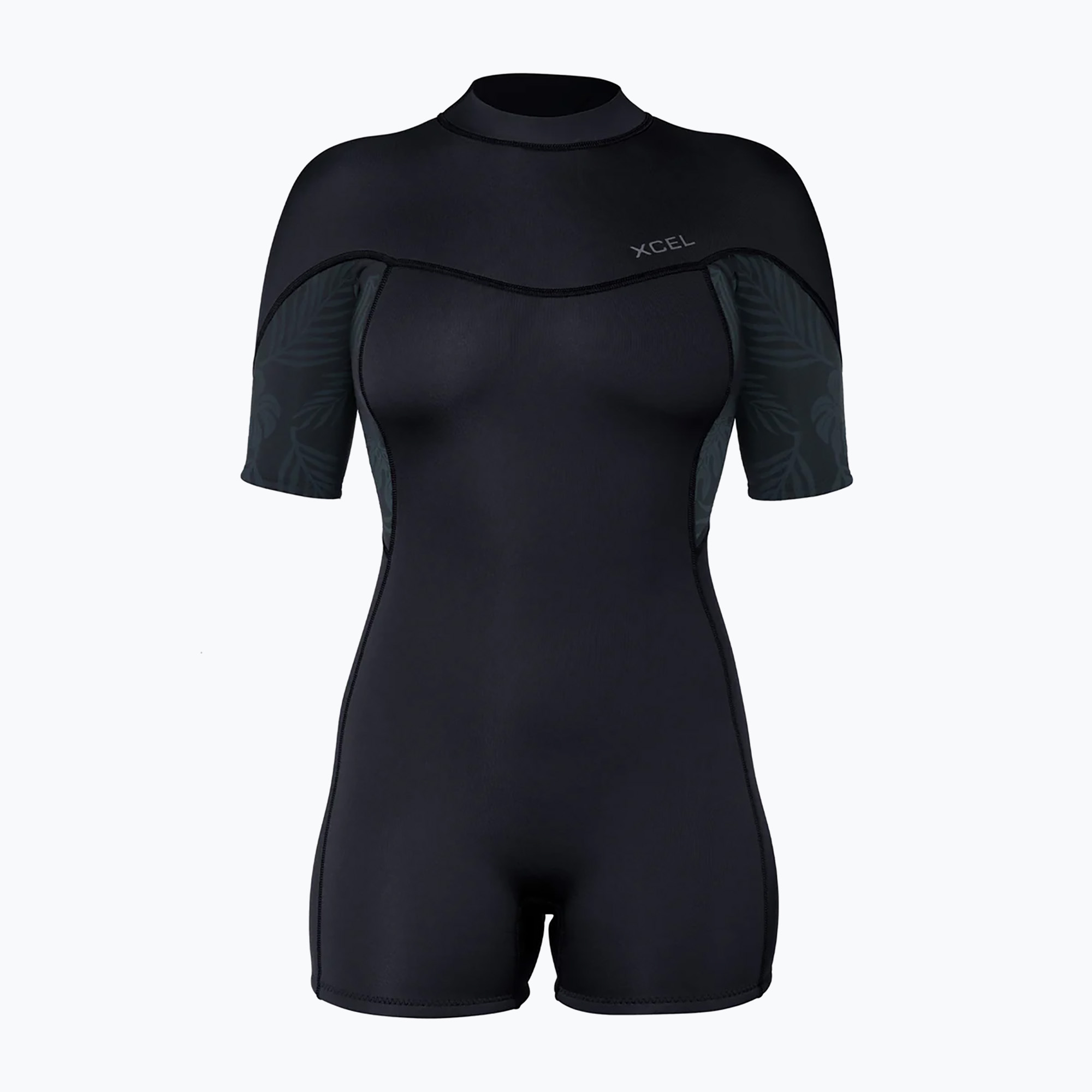 Pianka do pływania damska Xcel Axis Back Zip Spring 2 mm black/palm/monstera print 