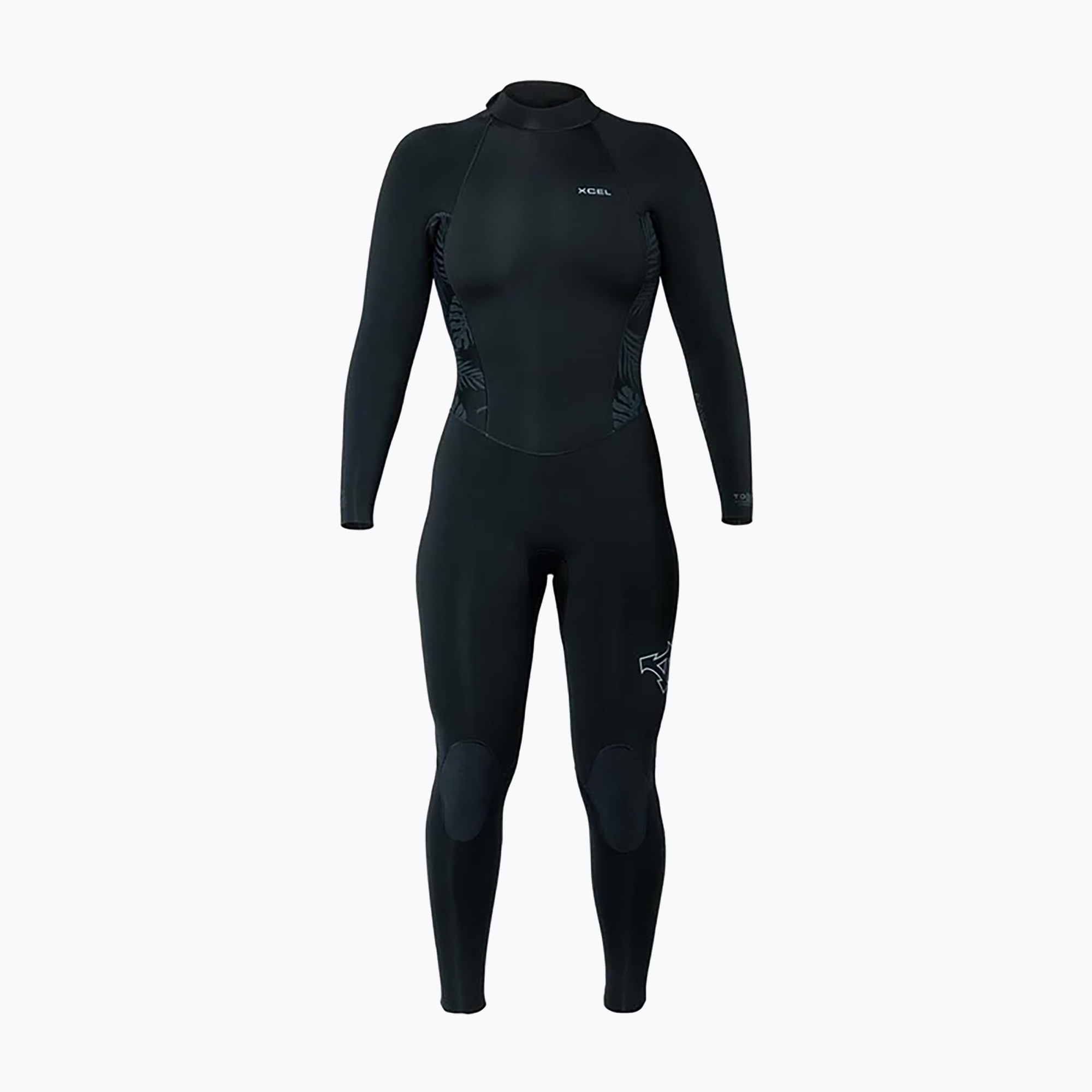 Pianka do pływania damska Xcel Axis Back Zip 4/3 mm Full black/palm/monstera print 