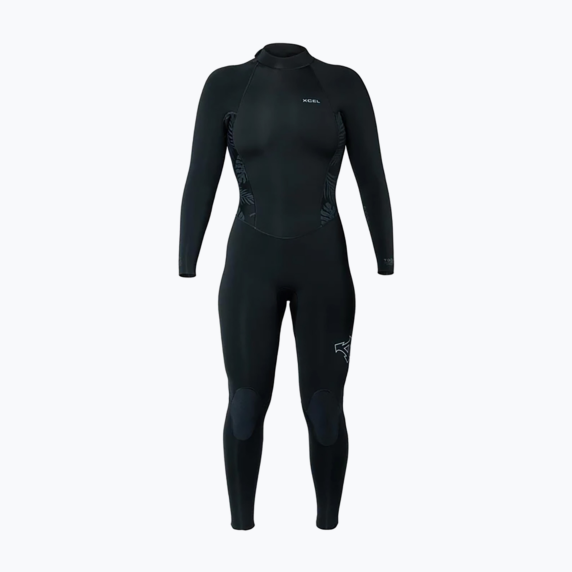 Pianka do pływania damska Xcel Axis Back Zip 3/2 mm Full black/palm/monstera print 