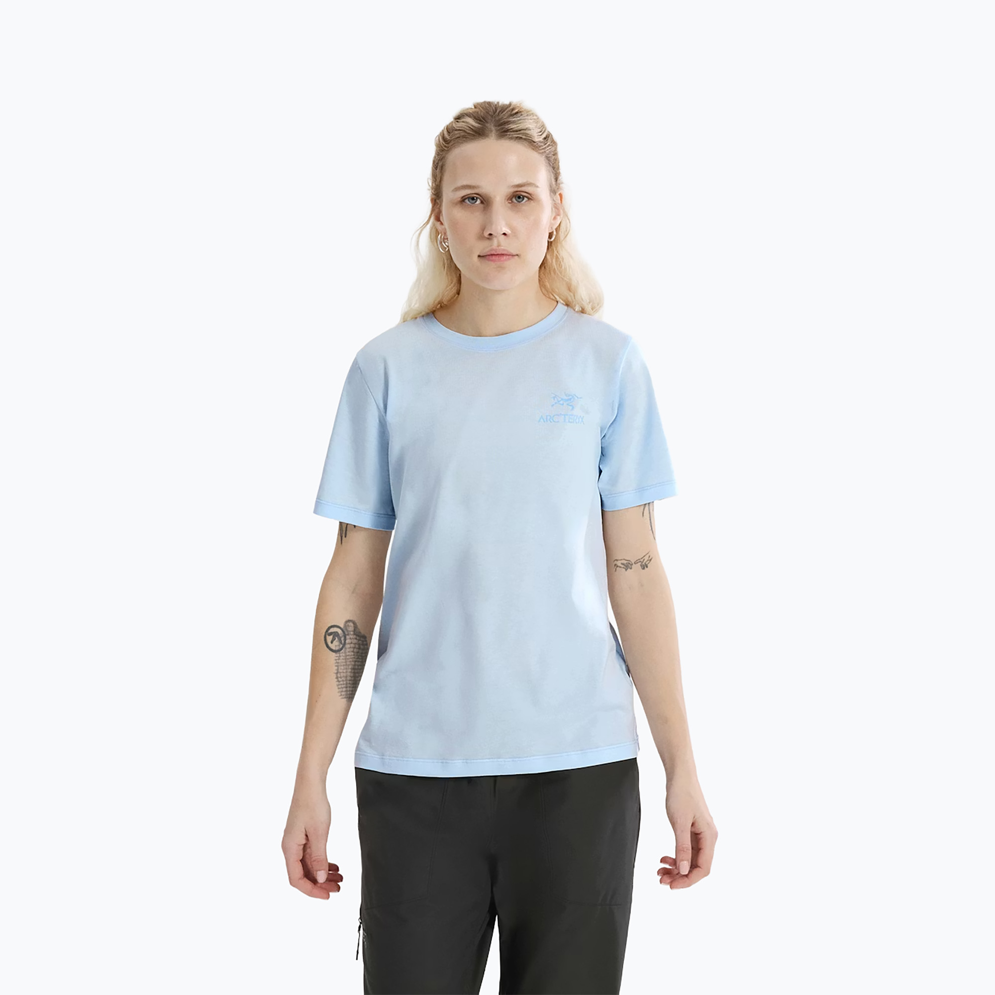 Дамска тениска Arc'teryx Kragg Sl Cotton Emblem Crew mallow alpine blue