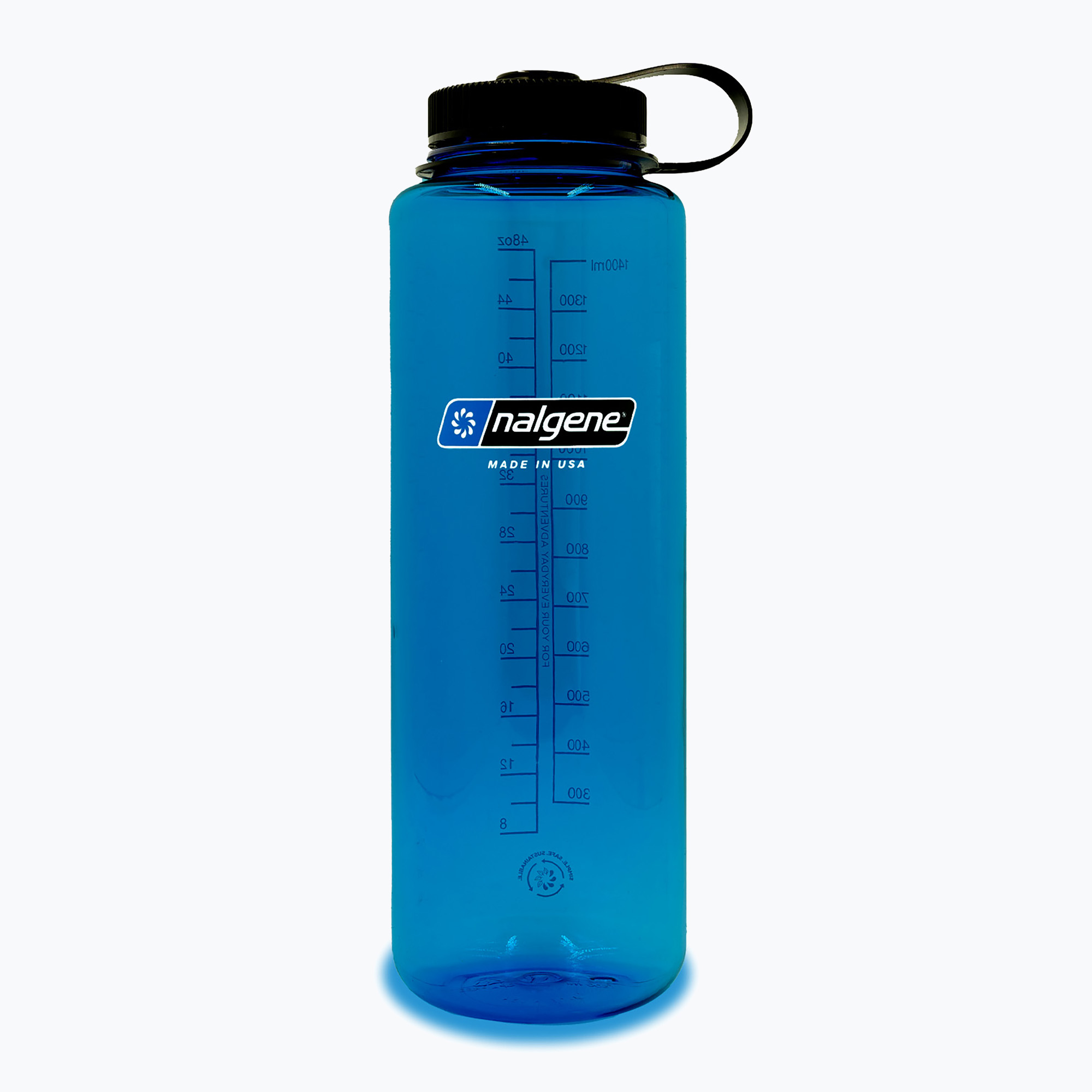 Туристическа бутилка Nalgene Wide Mouth Silo Sustain 1400 ml blue/black cap