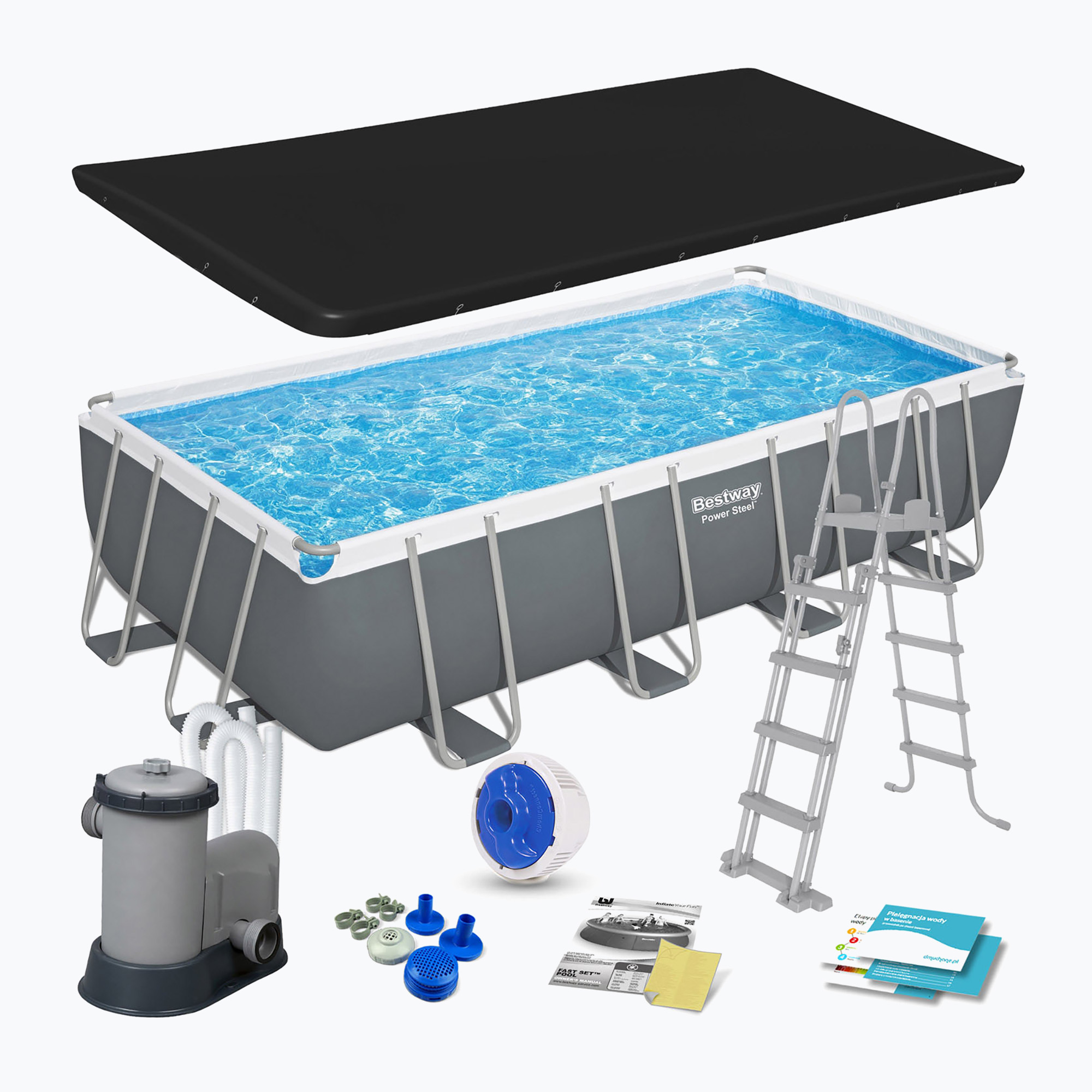 Obdĺžniková bazénová súprava Bestway Power Steel 56465N 549 x 274 cm tmavo sivá (Power Steel Rectangular Pool Set 56465N)