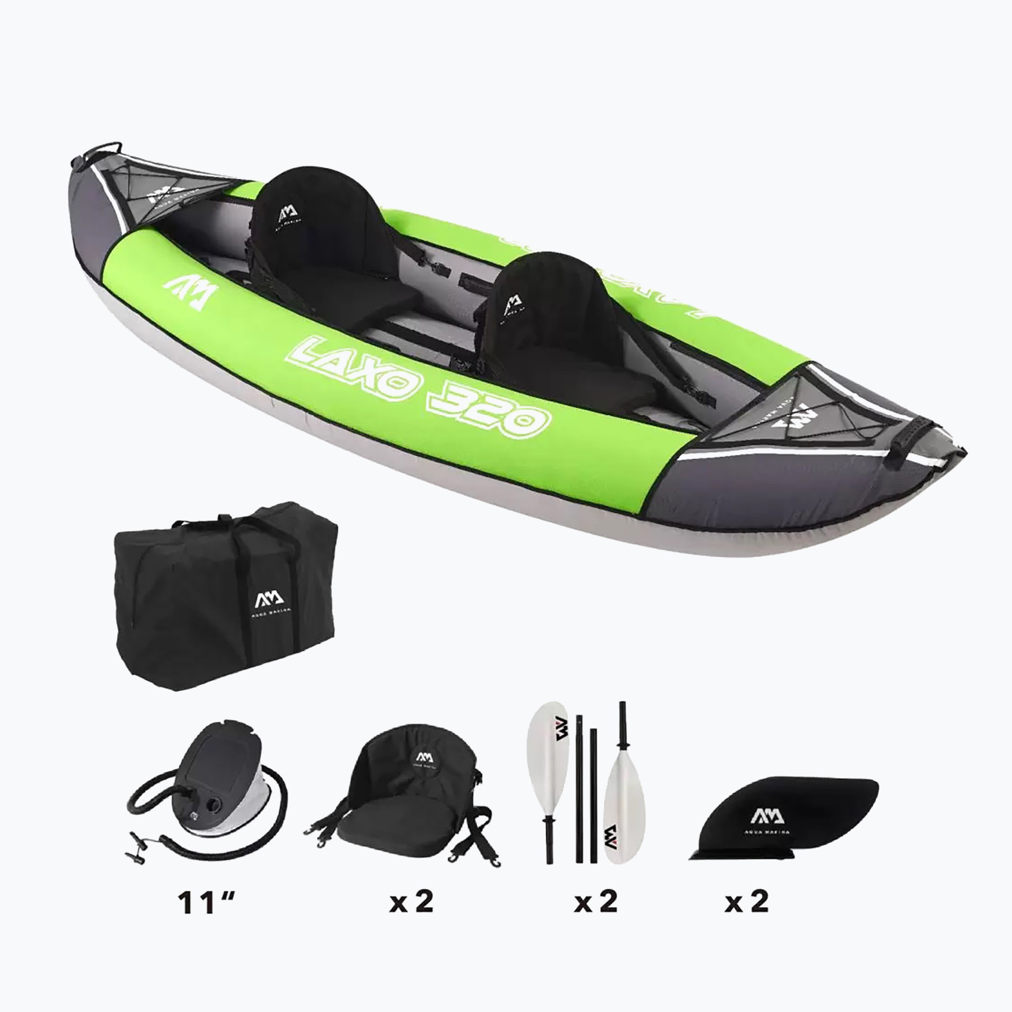 Aqua Marina Laxo Recreational Kayak 10'6" Kayak gonfiabile per 2 persone (320 x 90 cm) (Recreactional Laxo320)