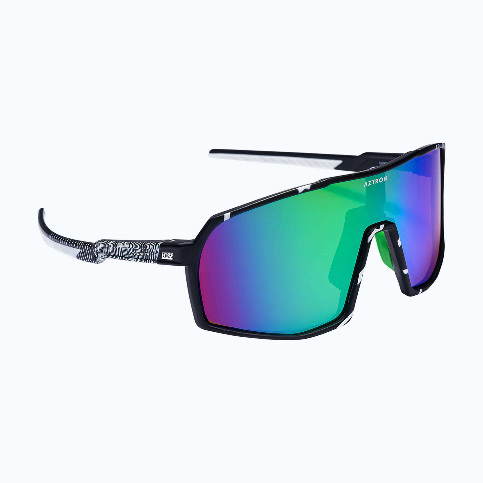 Okulary przeciwsłoneczne Aztron Thunder metalblack/white/polarizedgreen/twilightmirr/grey