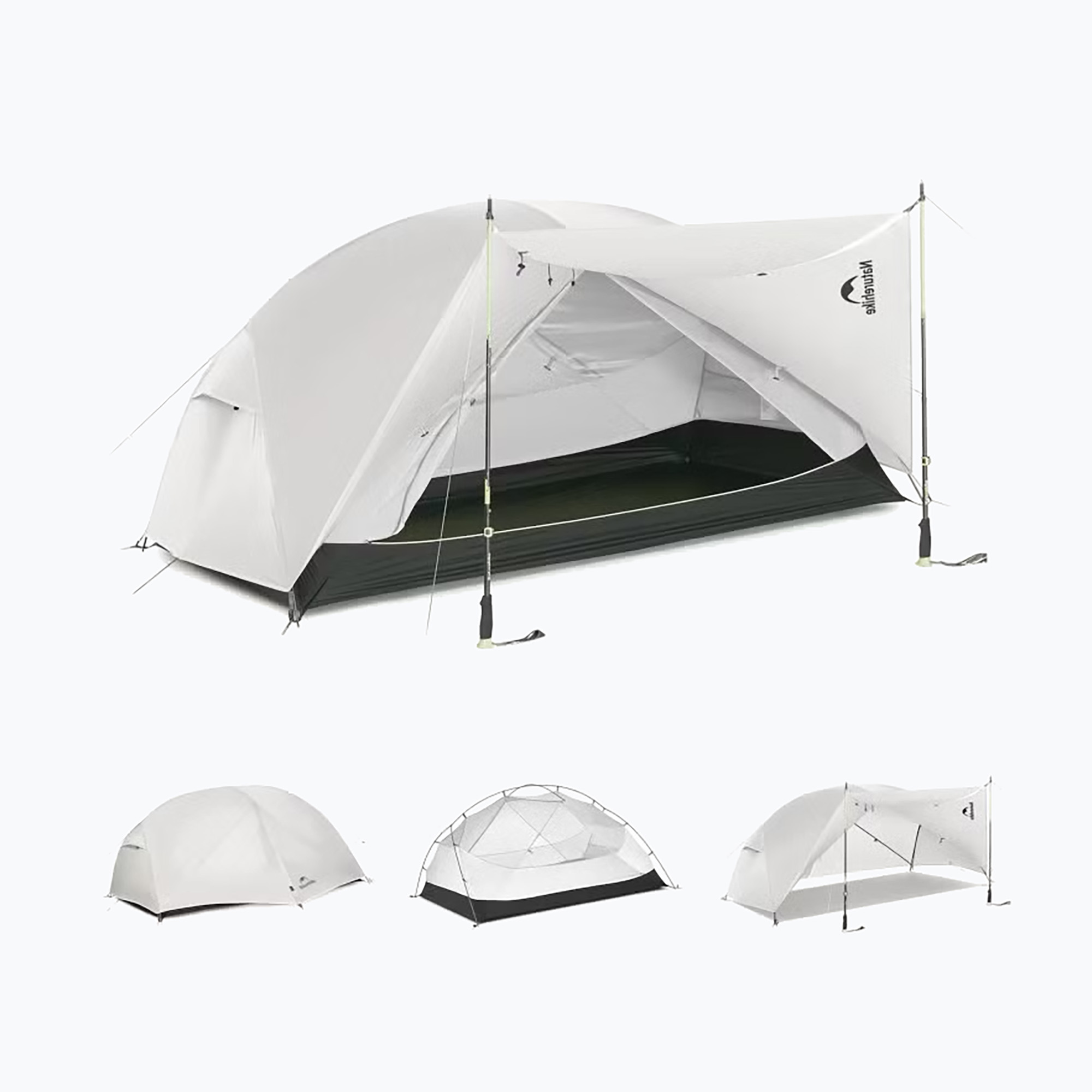 Trekingový stan pre 2 osoby Naturehike Mongar Pro 2 20D light grey