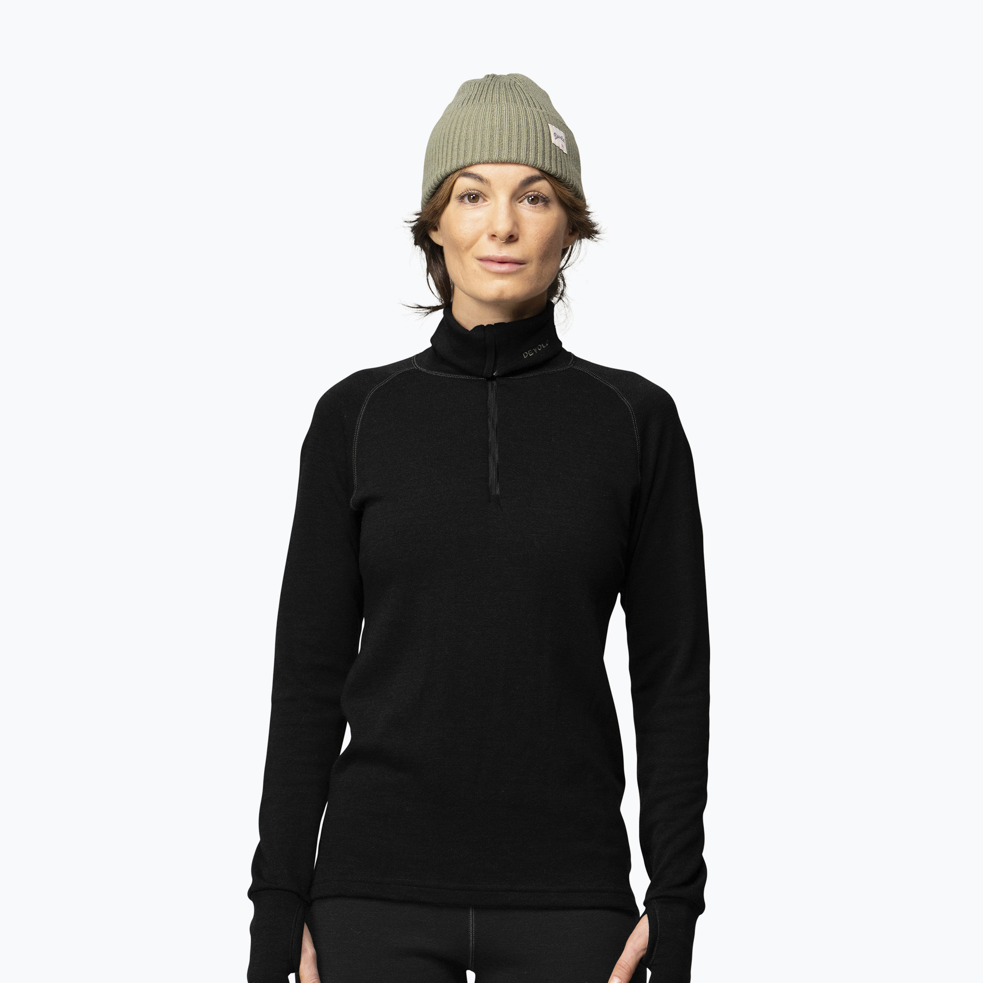 Дамски термоактивен суитшърт Devold Expedition Merino 235 Zip Neck black