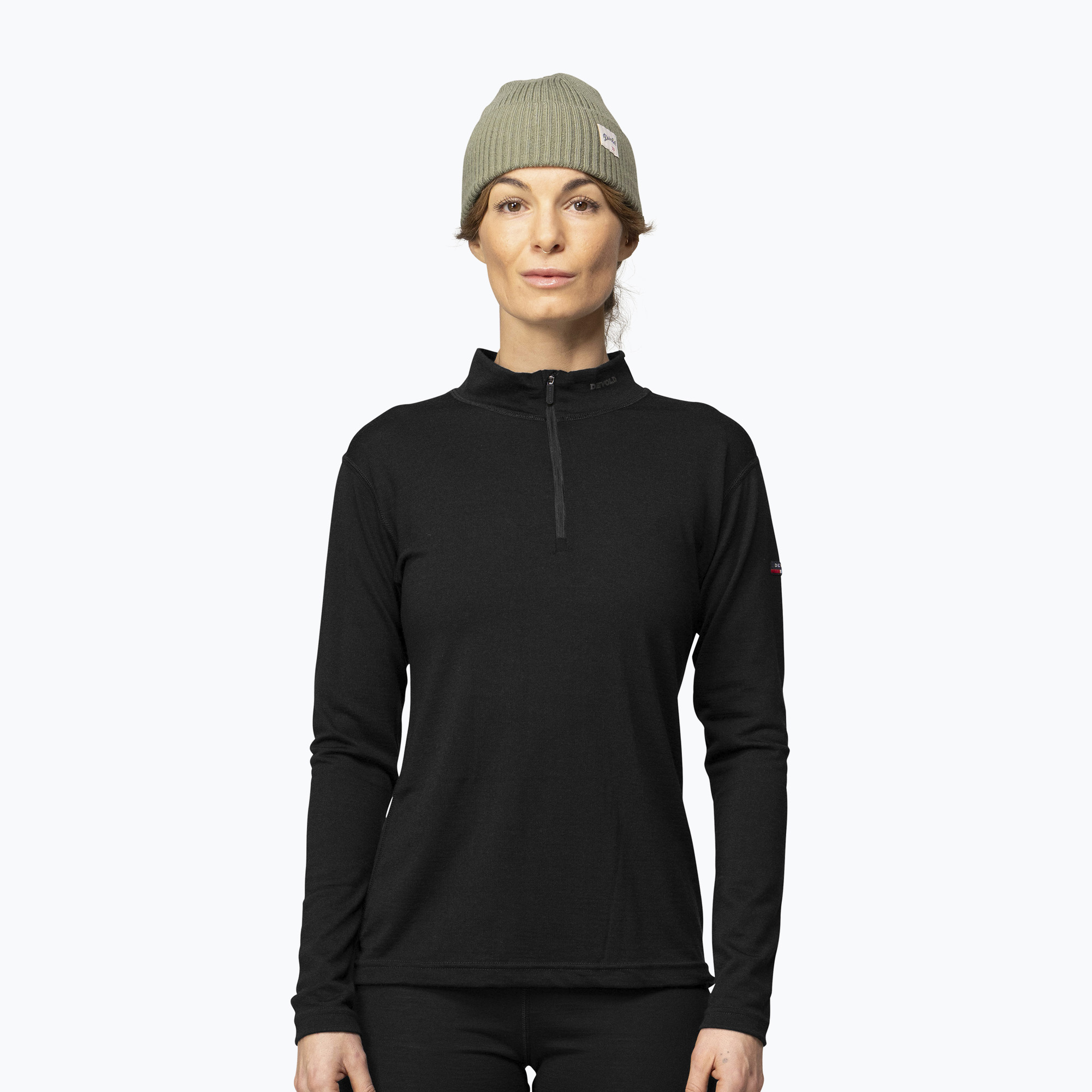 Дамски термоактивен суитшърт Devold Breeze Merino 150 Zip Neck black