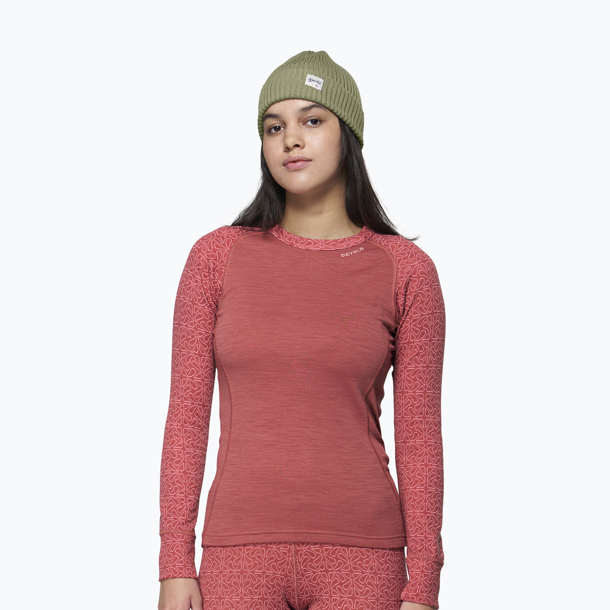Дамски термоактивен суитшърт Devold Duo Active Merino 205 marsala