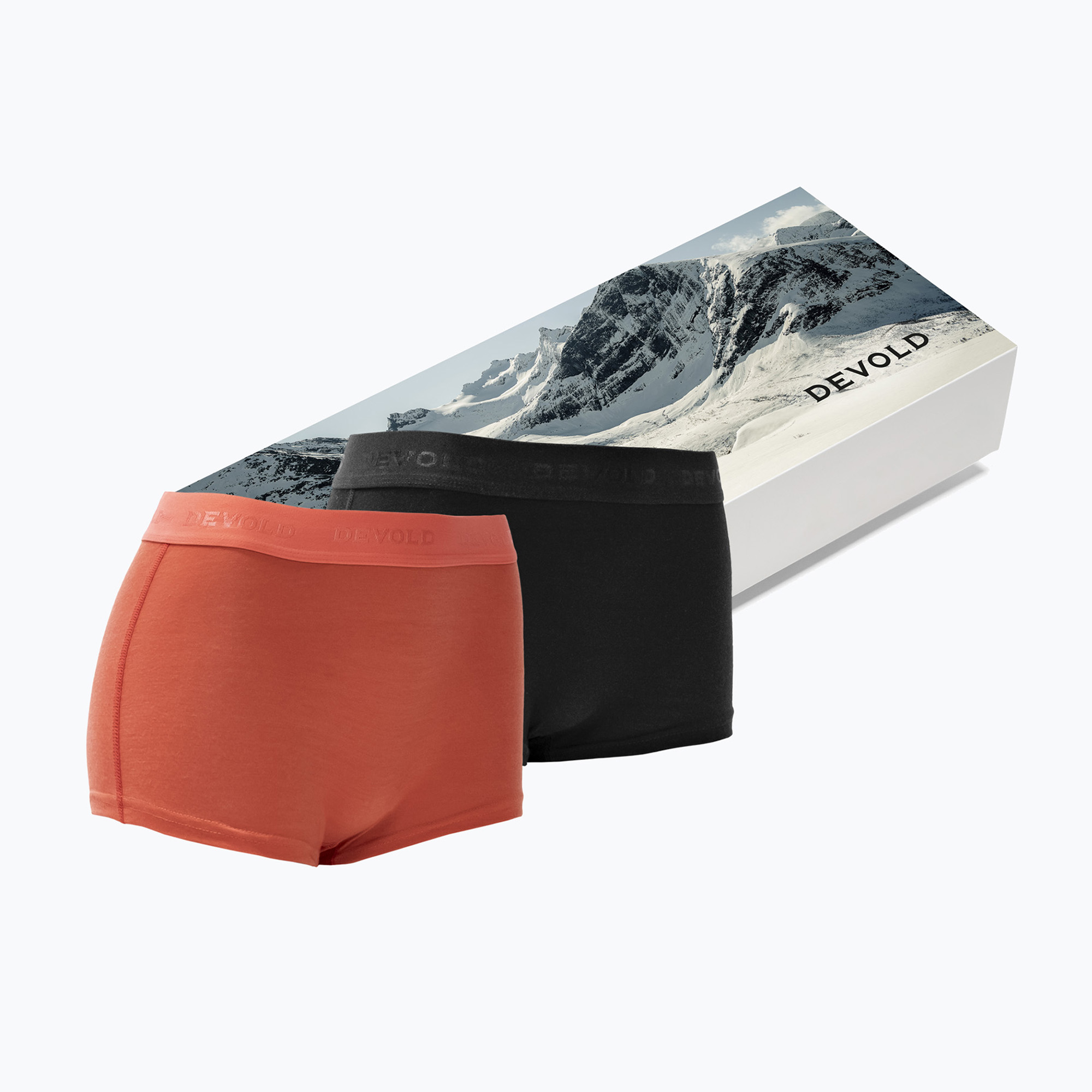Boxeri termoactivi pentru femei Devold Breeze Merino 150 Hipser 2 pack black/coral