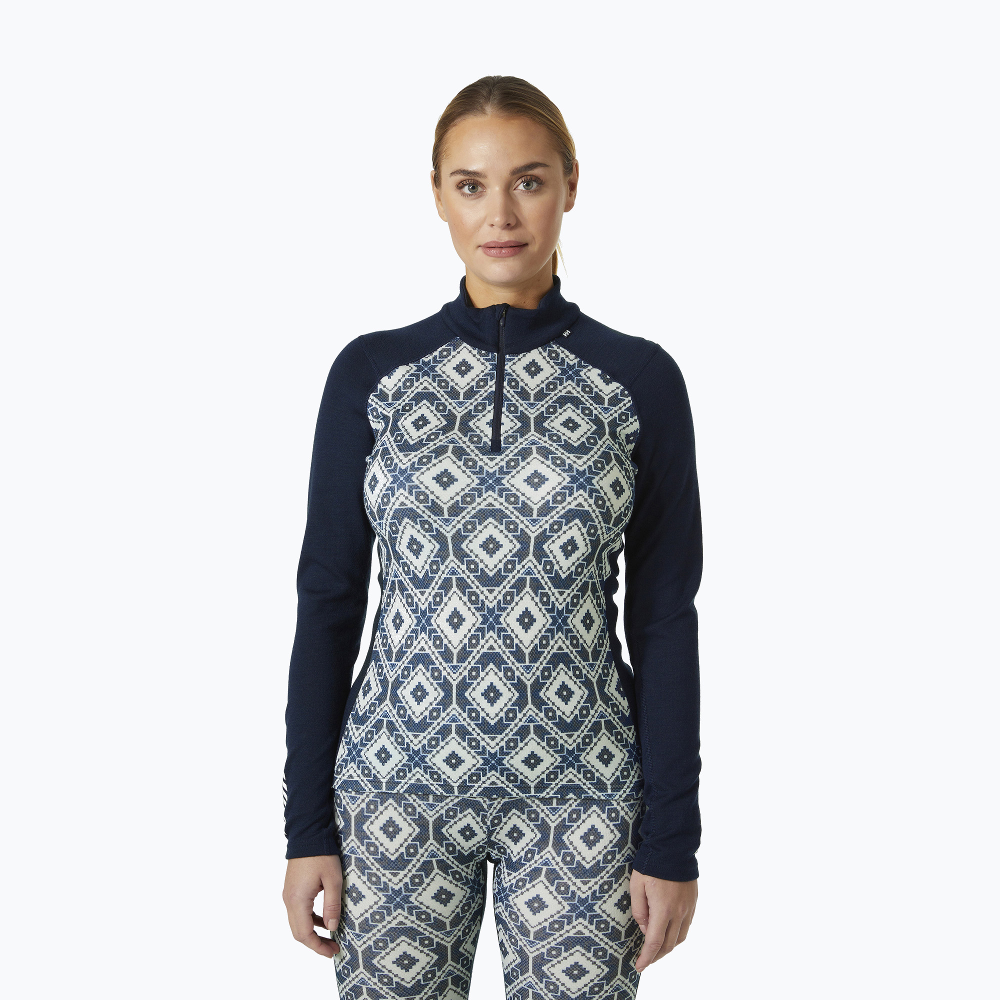 Dámska termo mikina Helly Hansen Lifa Merino Midweight Gra 1/2 Zip navy star pixel (Lifa Merino Midweight Gra 1/2 Zip 49410_599)