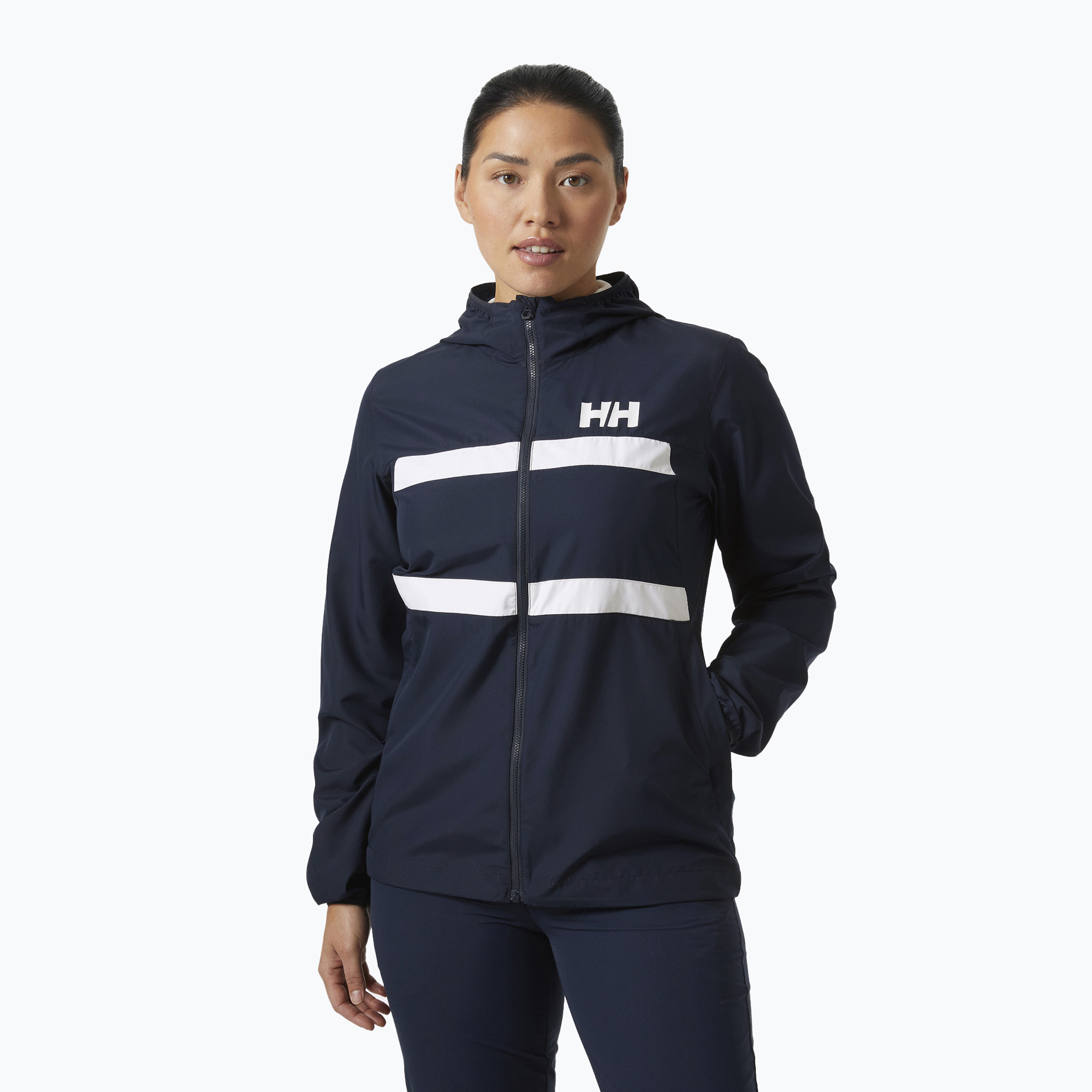 Kurtka żeglarska damska Helly Hansen Salt Stripe Windbreaker navy 