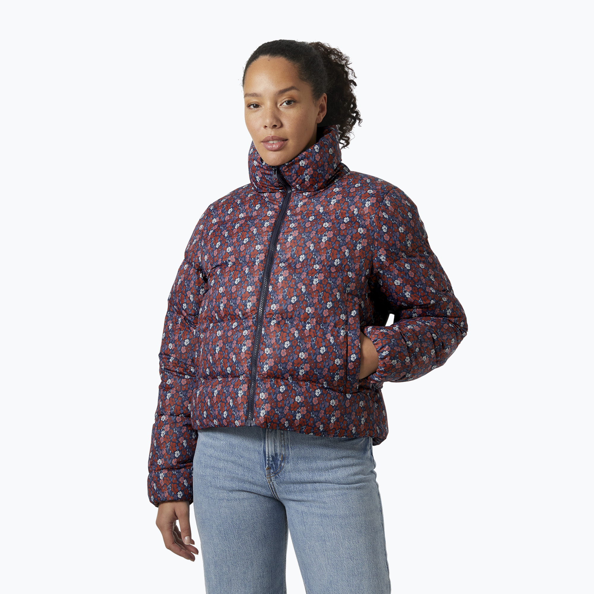 Kurtka puchowa damska Helly Hansen Jade Puffer navy floral aop 