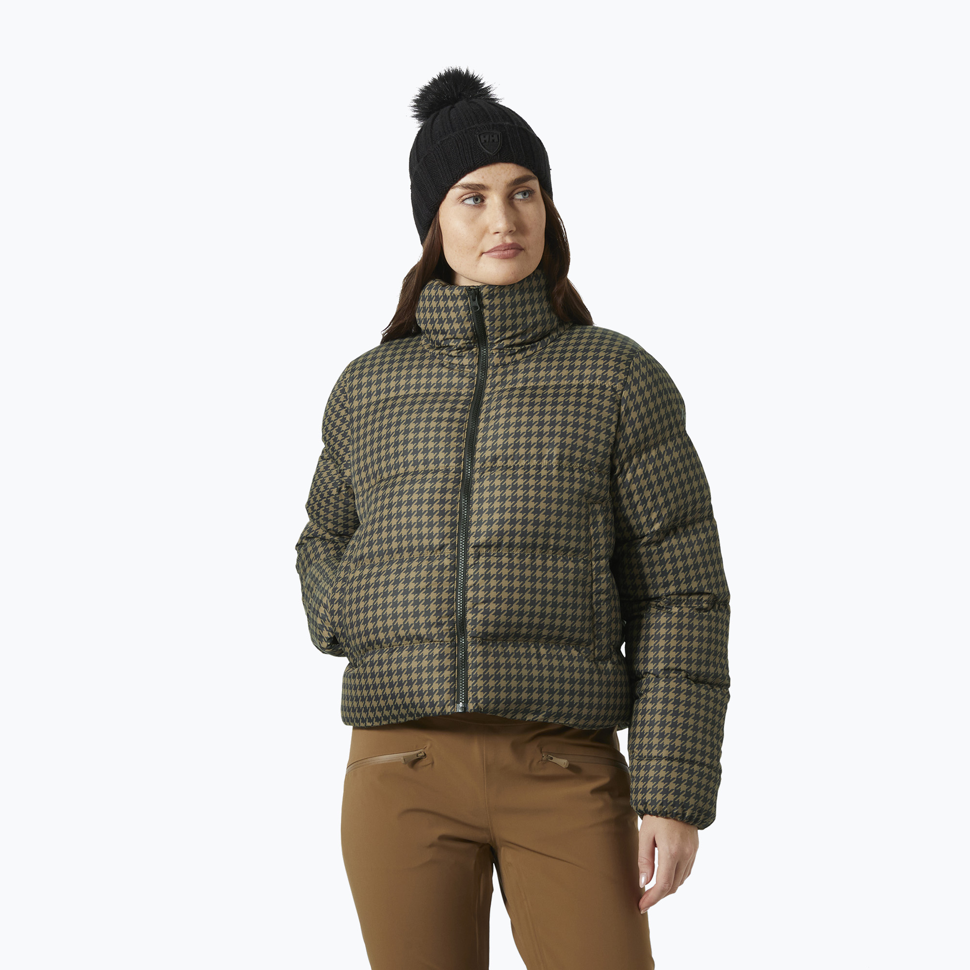 Kurtka puchowa damska Helly Hansen Jade Puffer sepia houndstooth aop 