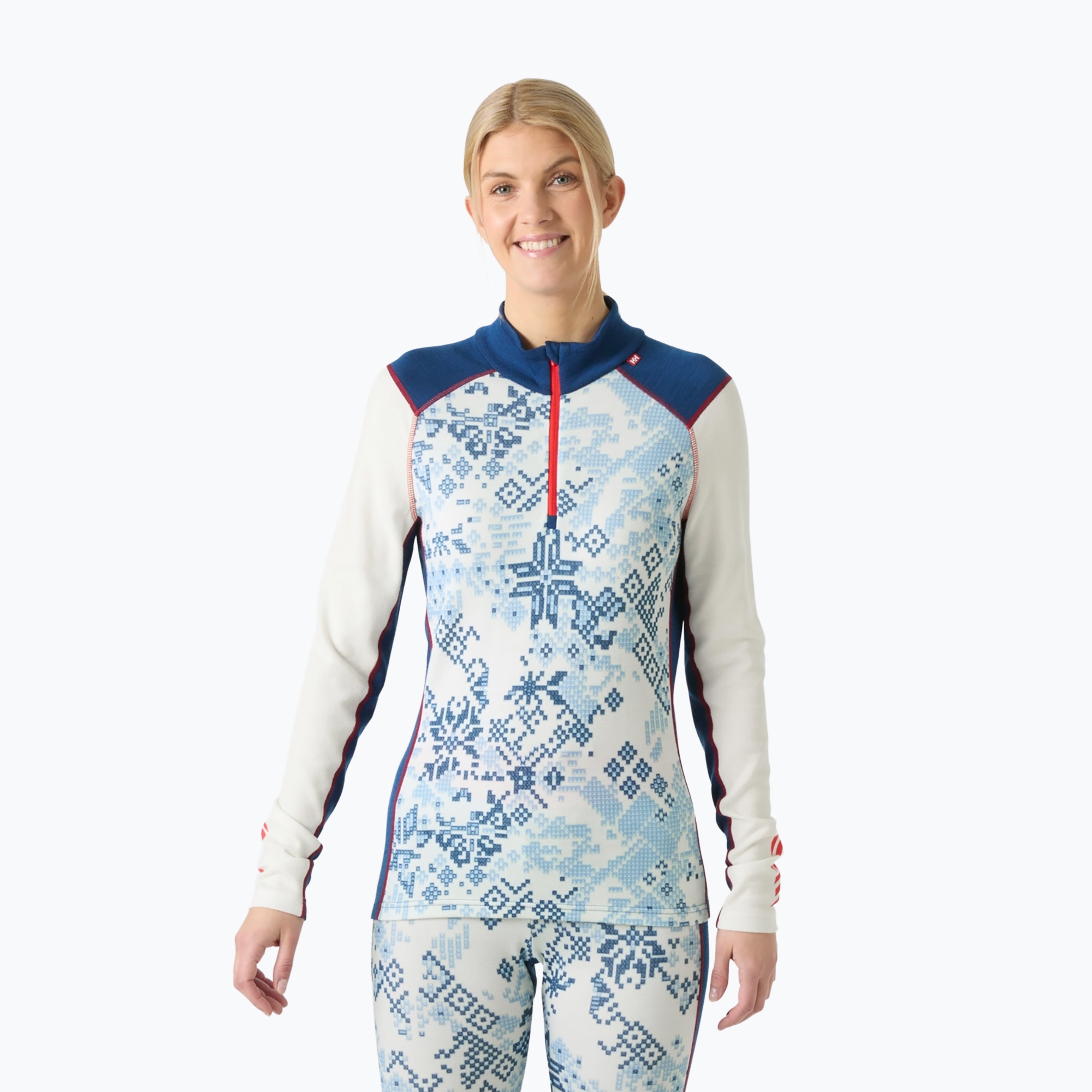 Dámska termo bielizeň Helly Hansen Lifa Merino Midweight Gra 1/2 Zip bright blue new nordic aop
