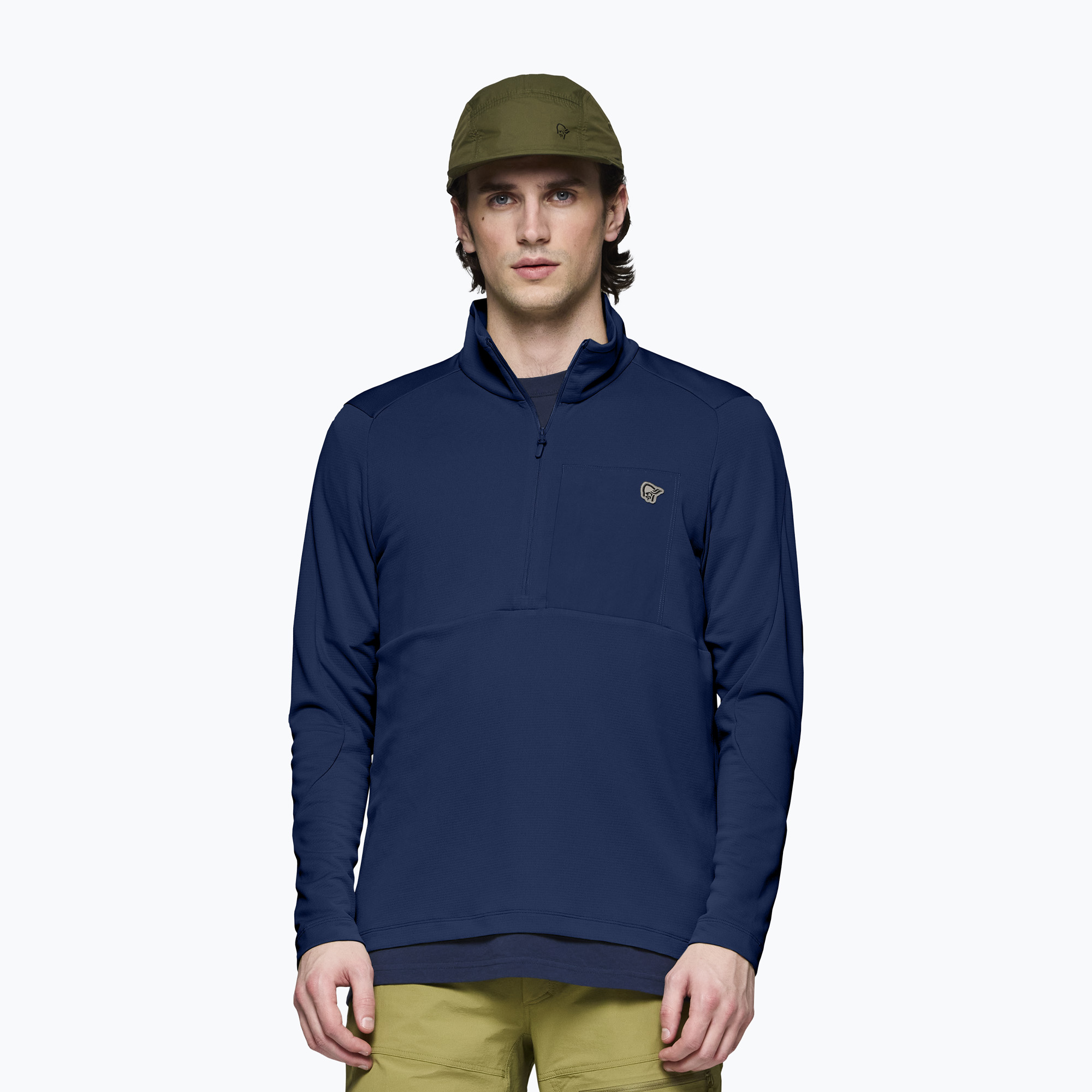 Мъжки суитшърт за трекинг NORRONA Femund Warm1 Zip Neck indigo night