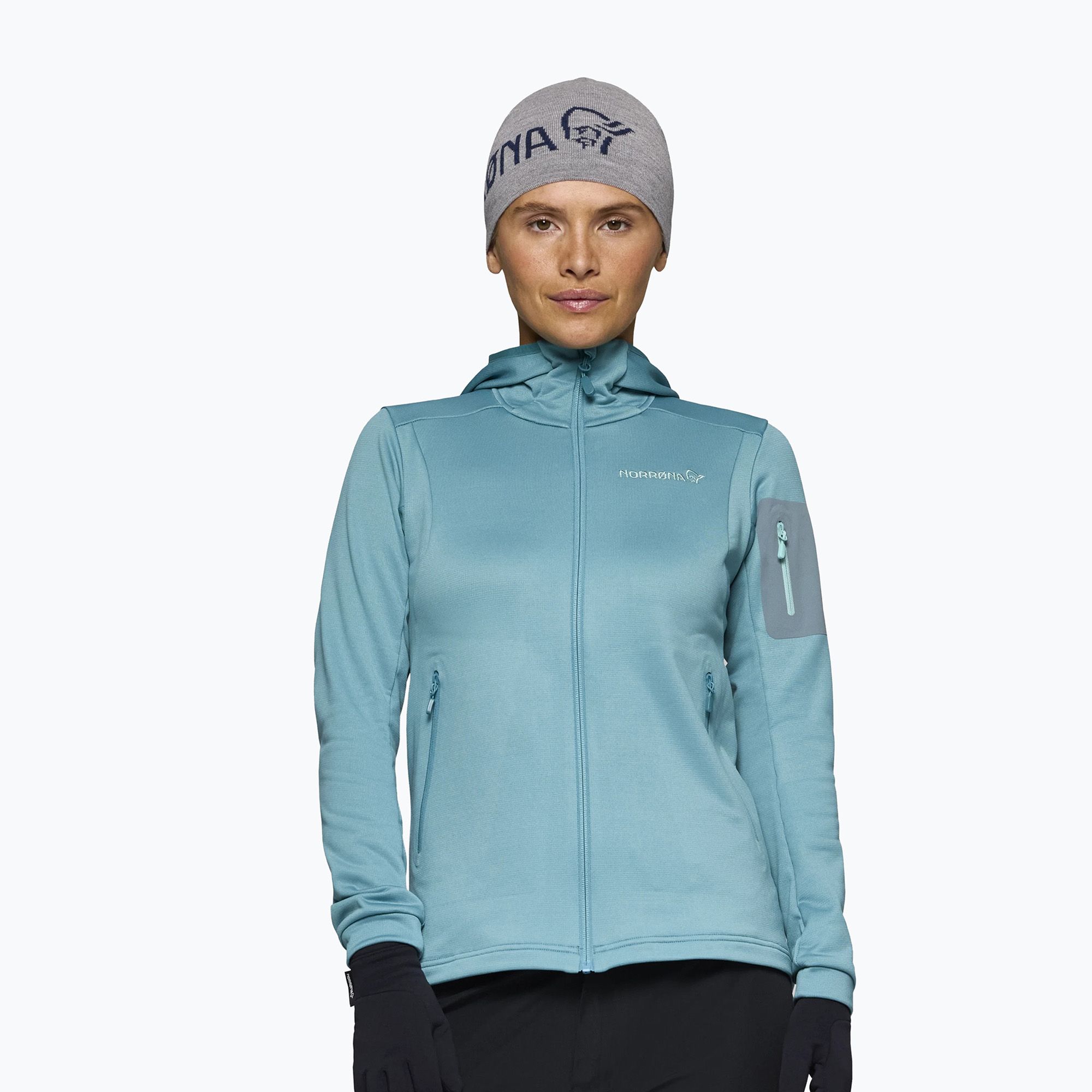 Дамски суитшърт за трекинг NORRONA Falketind Warm2 Stretch Hood brittany blue