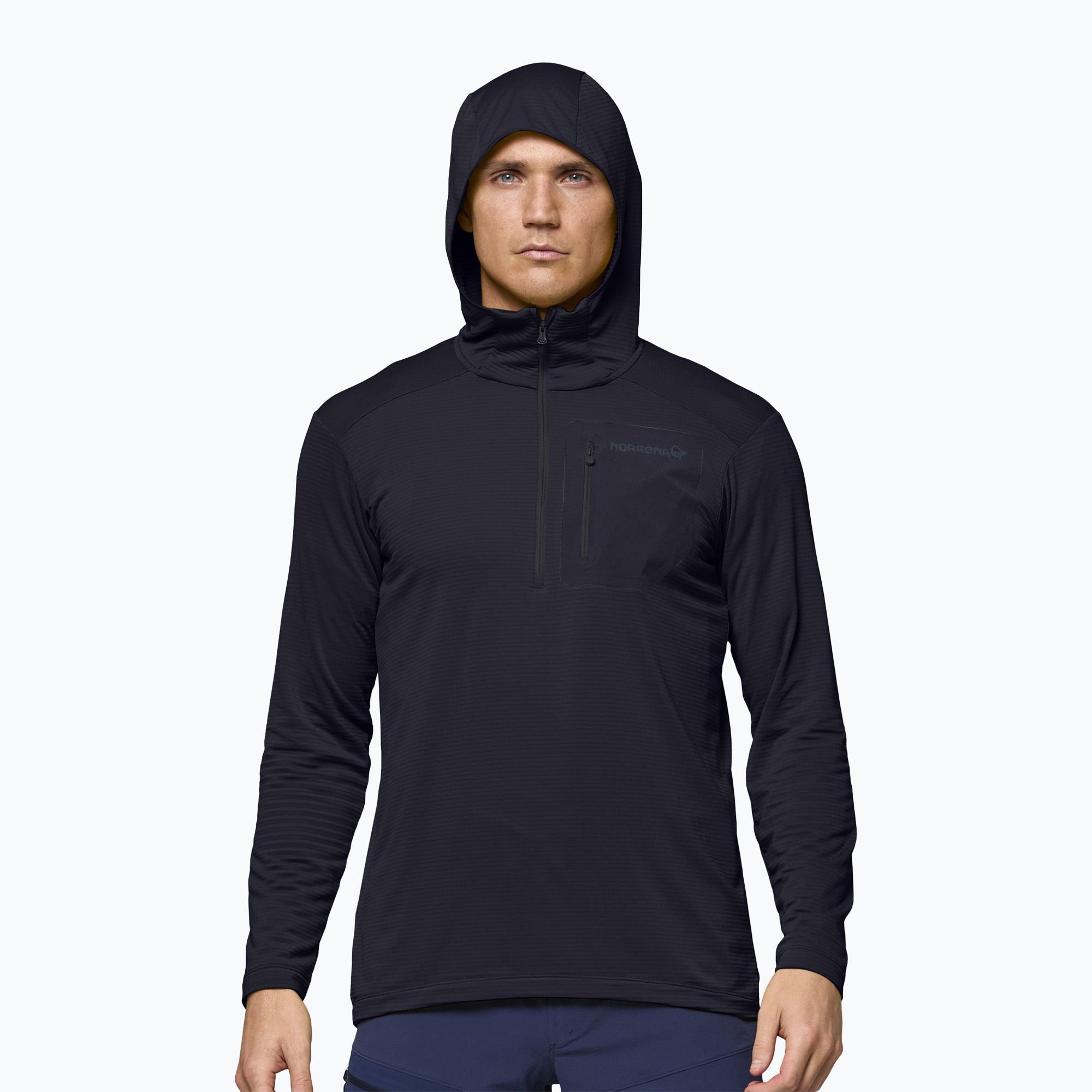 Мъжки суитшърт за трекинг NORRONA Falketind Warm1 Hood caviar black