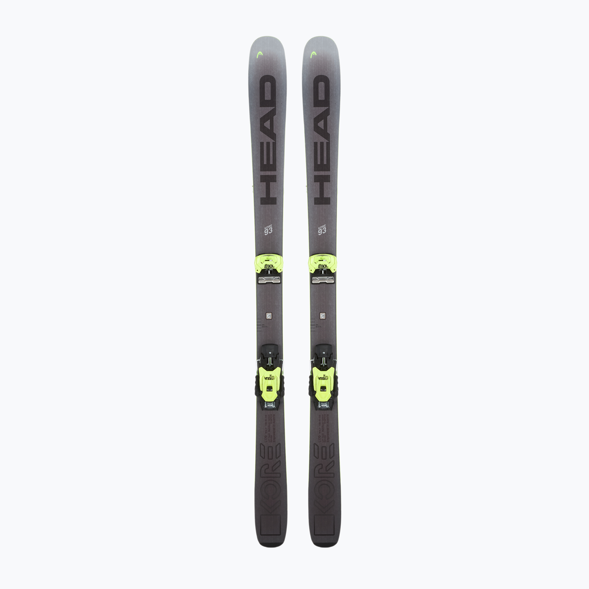Zjazdové lyže HEAD Kore 93 + viazanie Attack 14 GW yellow/anthracite