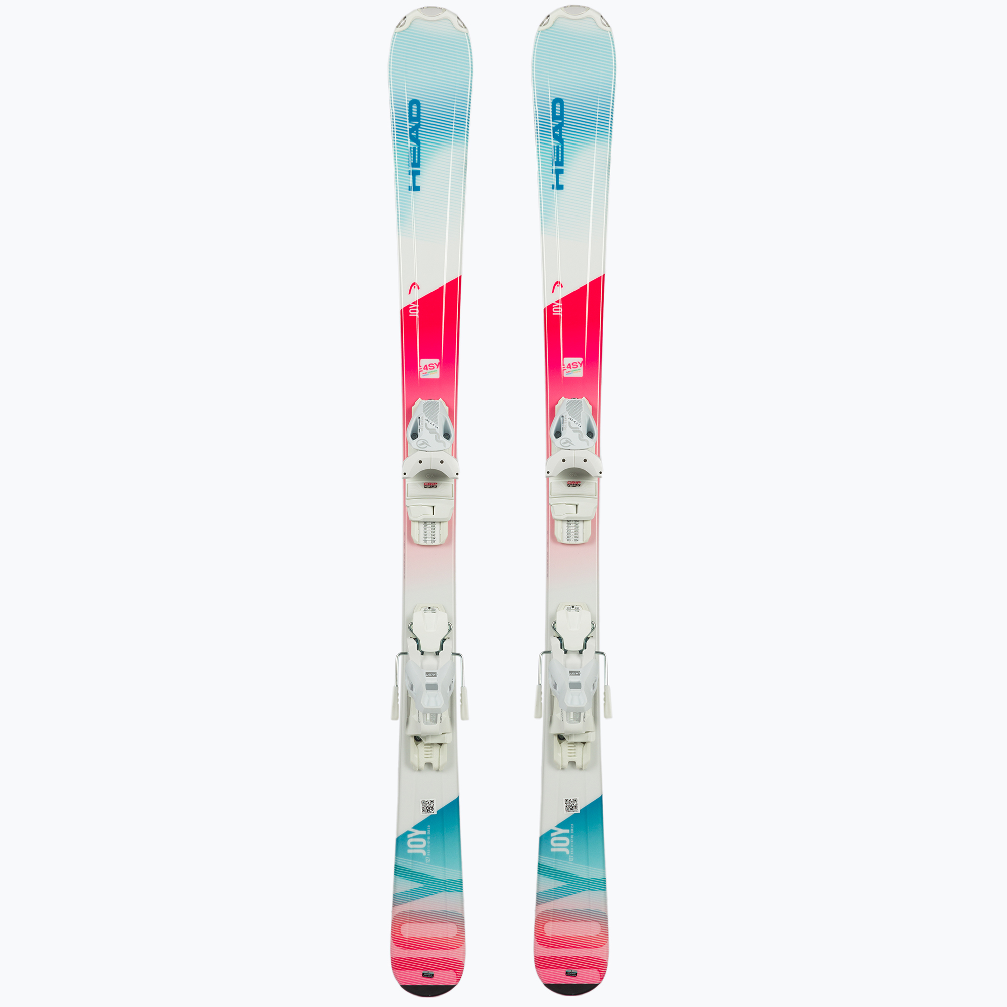 Sci da discesa per bambini HEAD Joy Easy Jrs + attacchi Jrs 7.5 bianco/blu/rosa (127 cm) (Joy Easy Jrs + Jrs 7.5 314341)