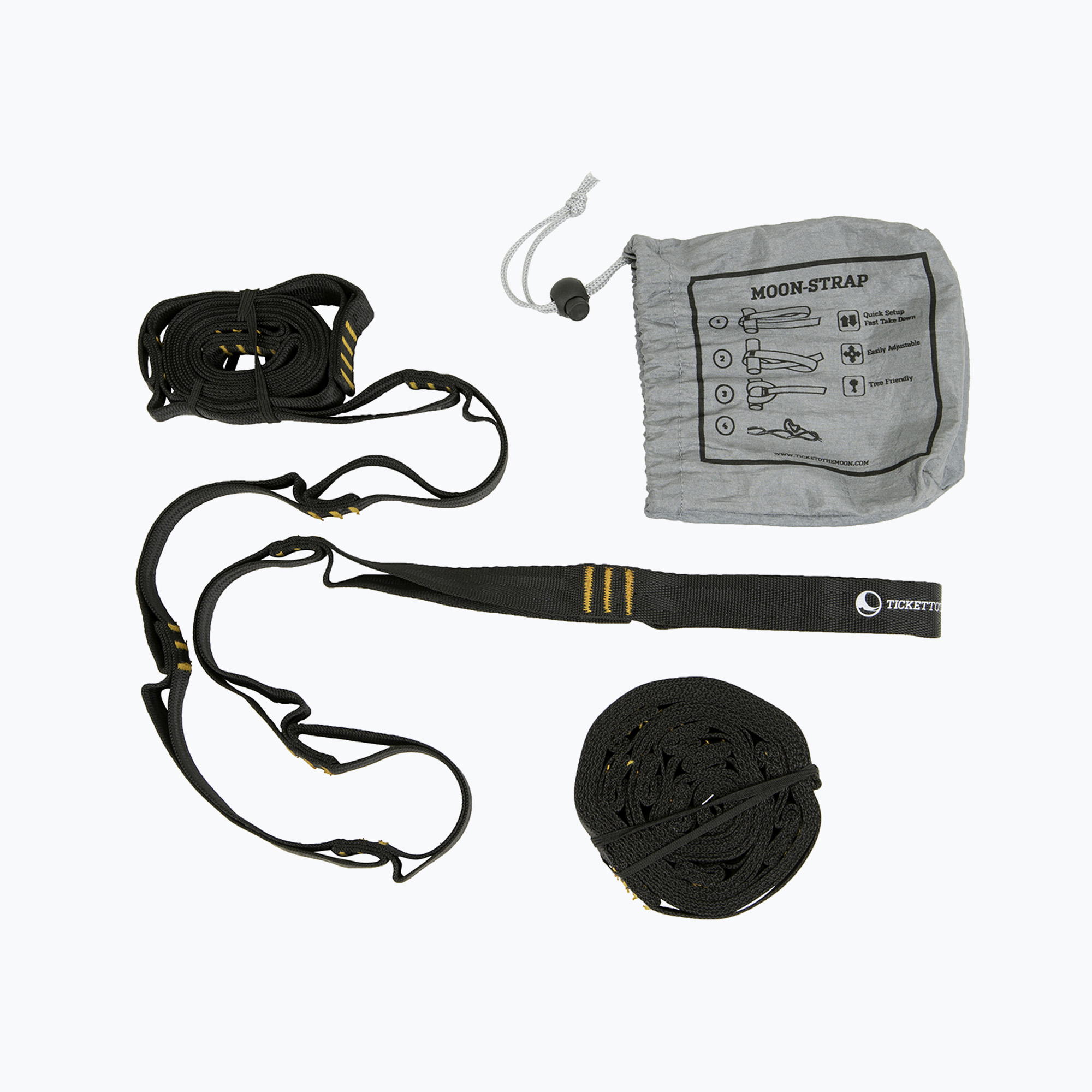 Pasy do montażu hamaka Ticket To The Moon Moon Straps 2 szt. black 