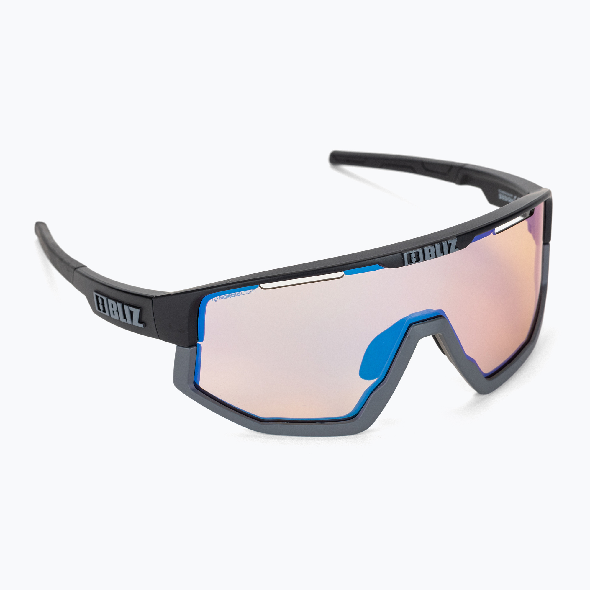 Occhiali da sole Bliz Fusion Nano Optics Nordic Light nero opaco/corallo/blu arancione multi (Fusion Nano Optics Nordic Light 52105-13N)