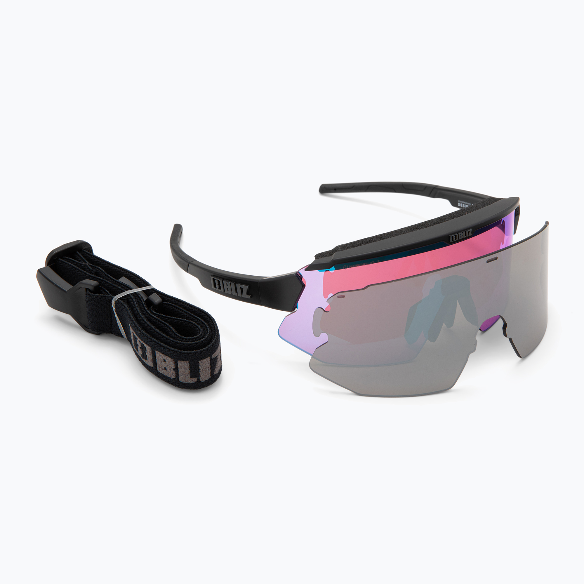 Ochelari de soare Bliz Breeze Small Nano Optics Nordic Light negru mat/begonia/albastru violet (Breeze Small Nano Optics Nordic Light 52212)