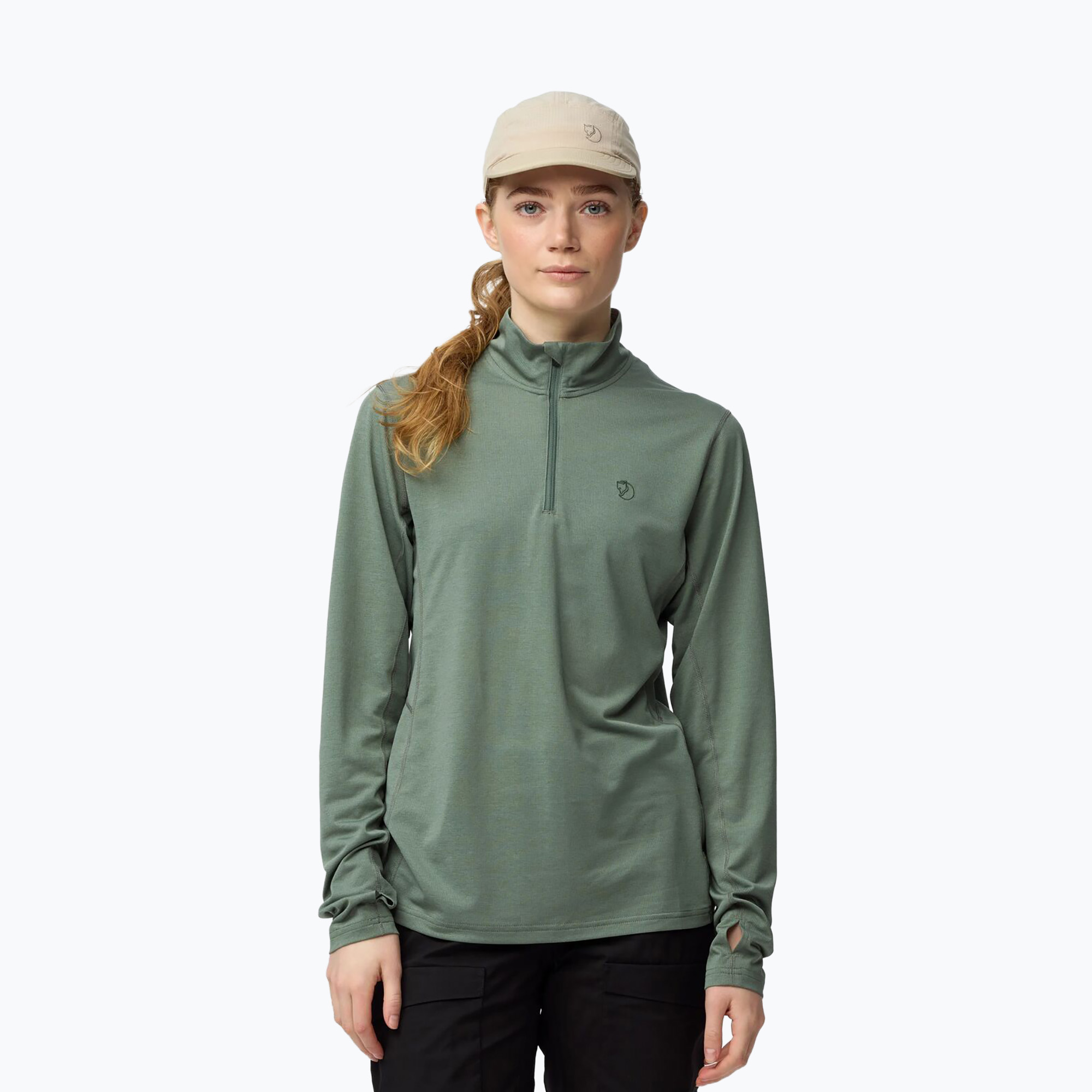 Bluza trekkingowa damska Fjällräven Abisko Day Hike Half Zip patina green