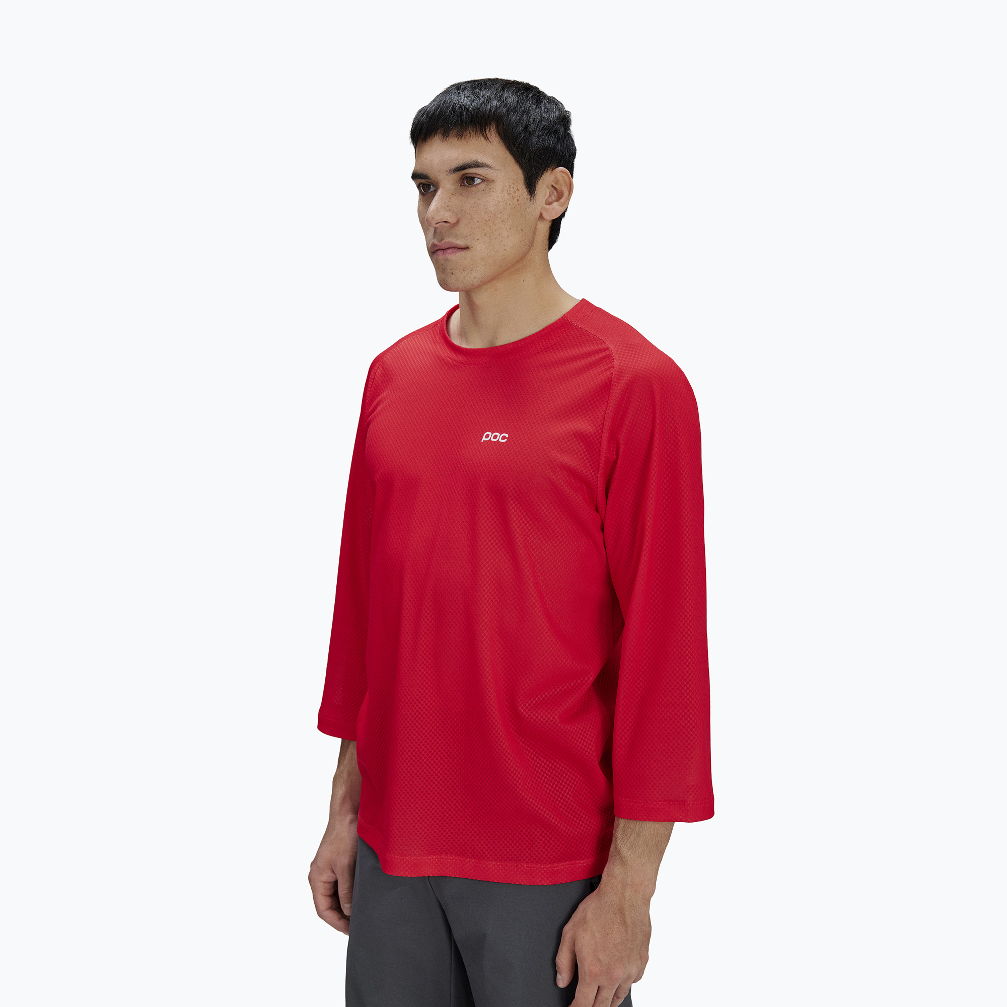 Мъжка тениска за колоездене POC Motion Air Jersey 3/4 prismane red