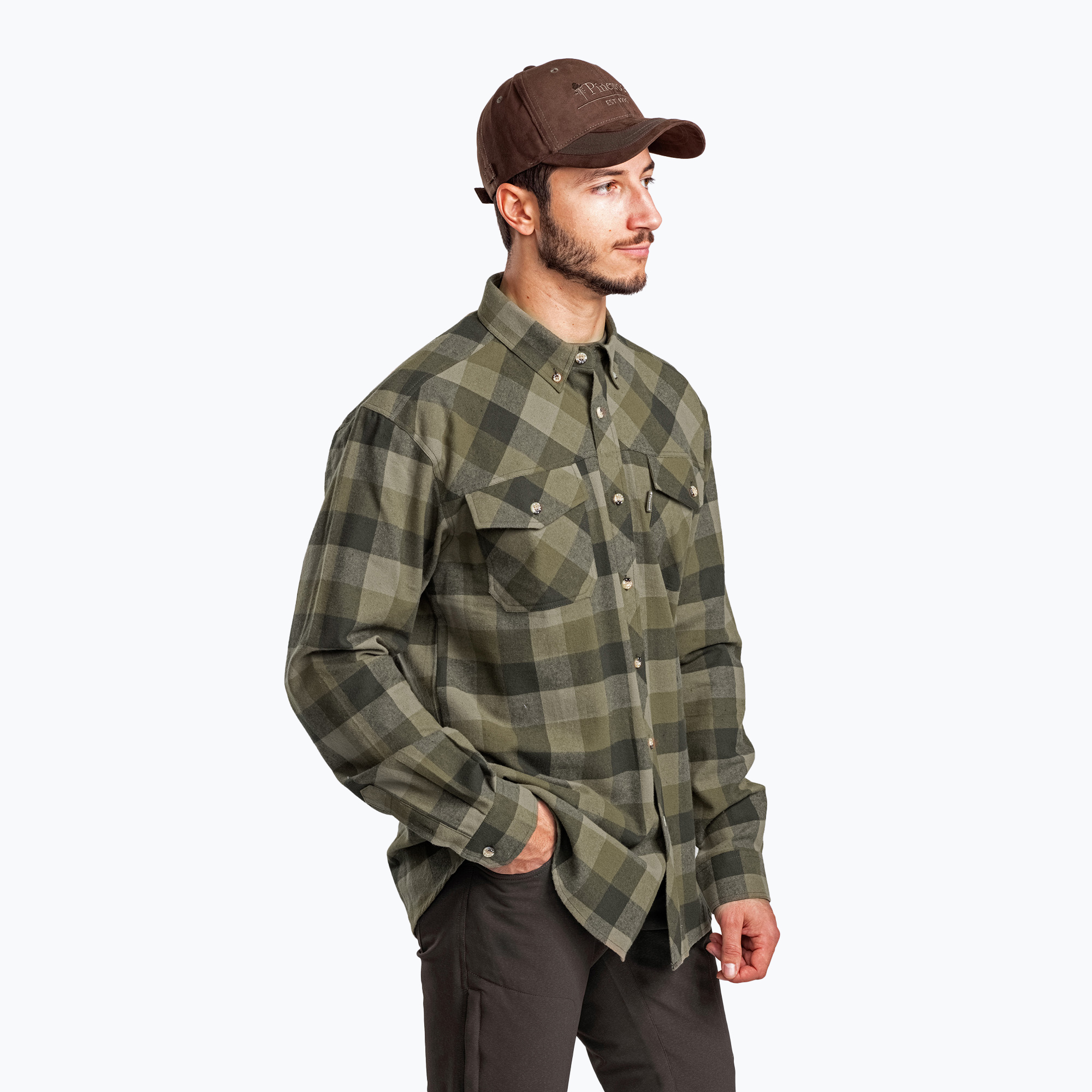Koszula męska Pinewood Lumbo olive/suede brown 