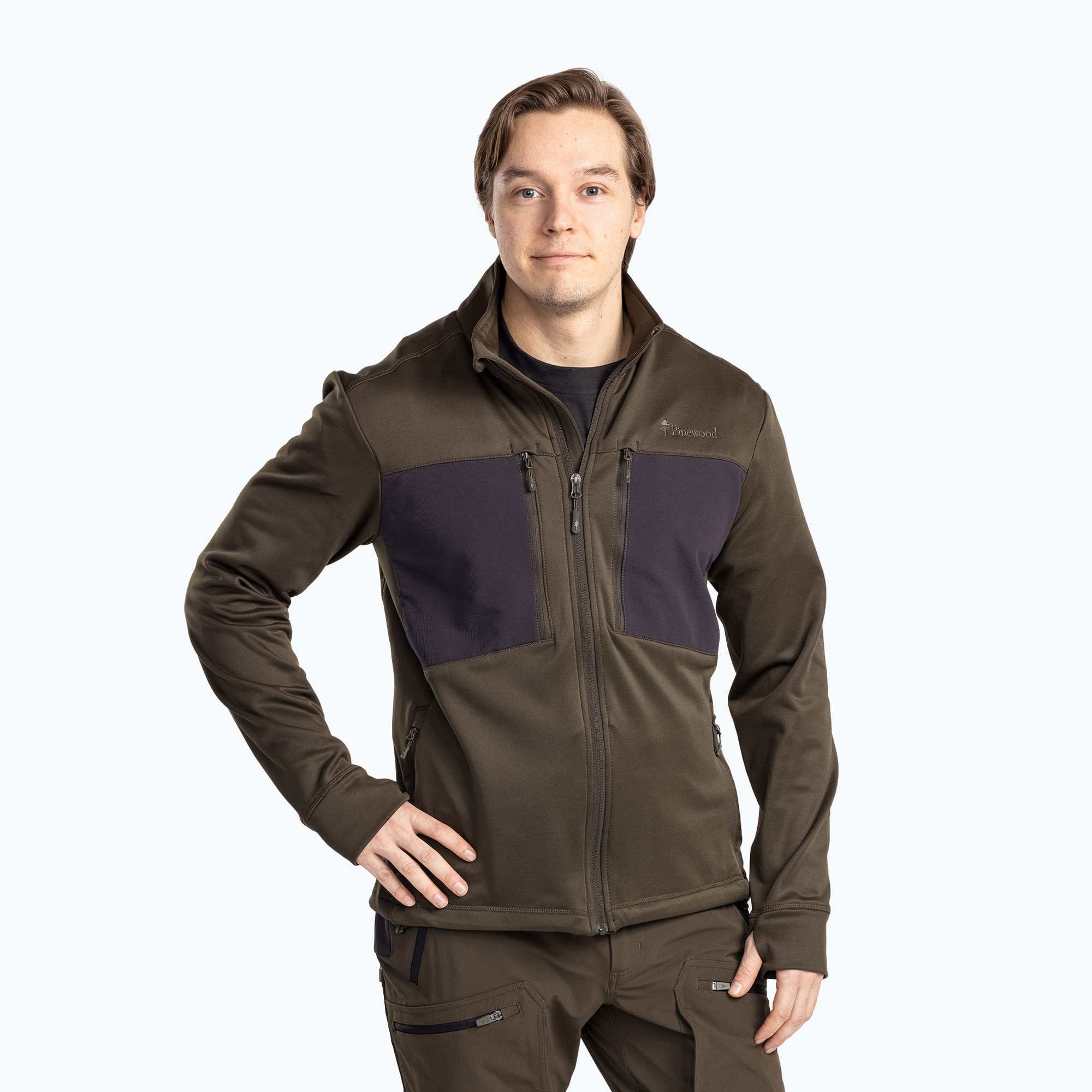 Bluza polarowa męska Pinewood Abisko Power Fleece moss green 