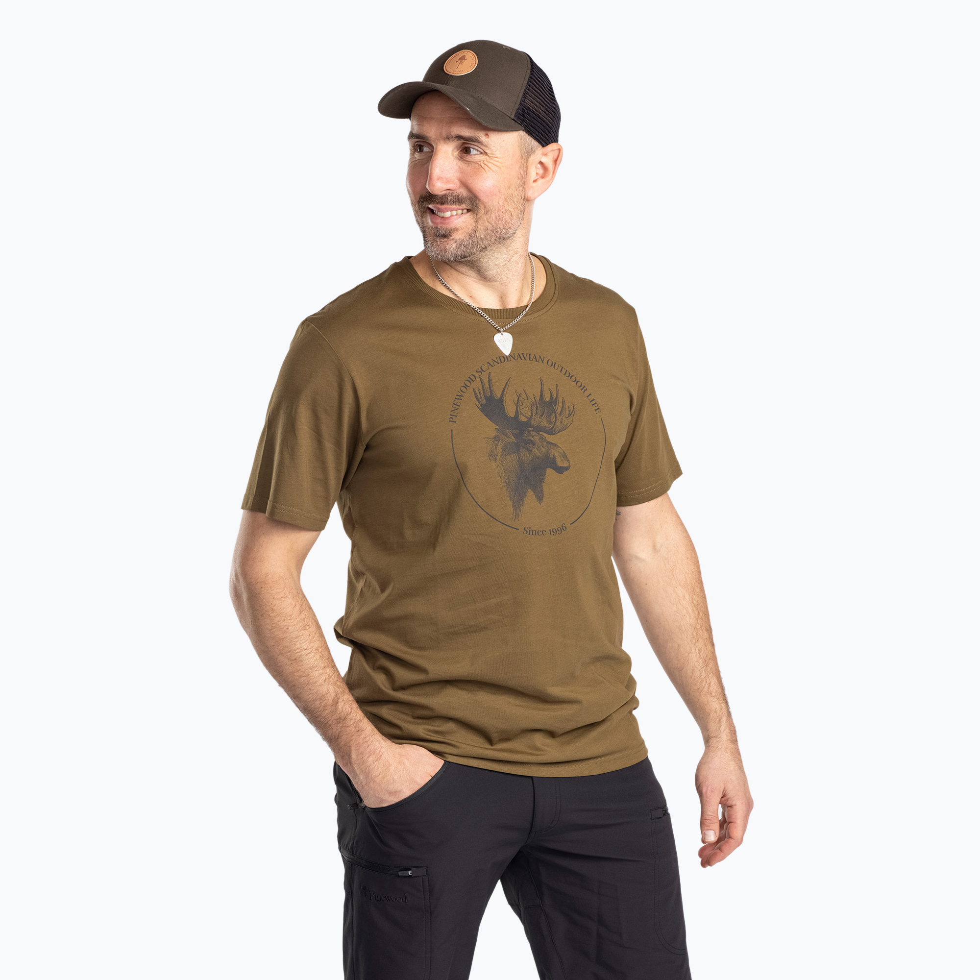 Koszulka męska Pinewood Moose olive 