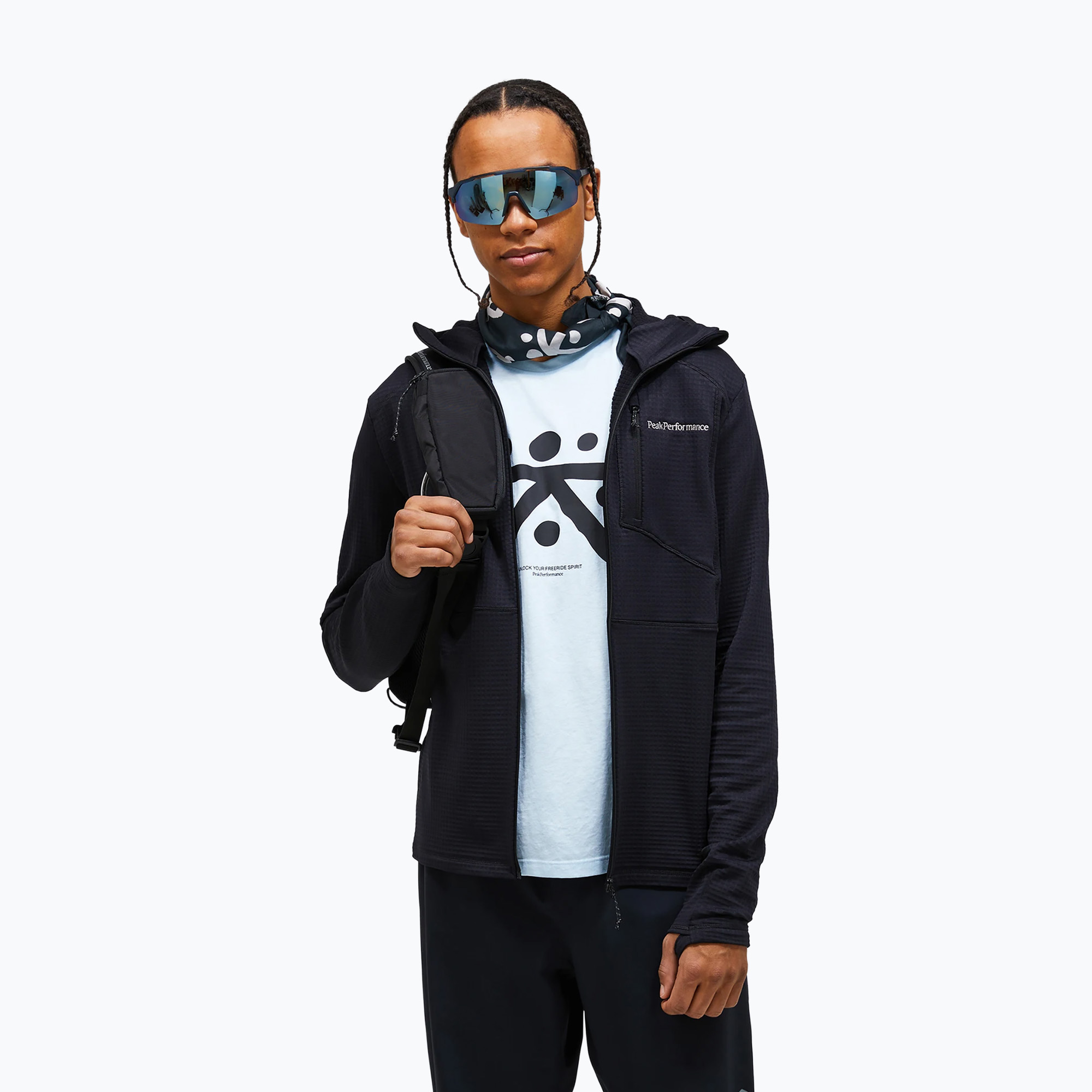 Мъжки поларен суитшърт Peak Performance Trail Polartec Power Grid Half Zip Hood black