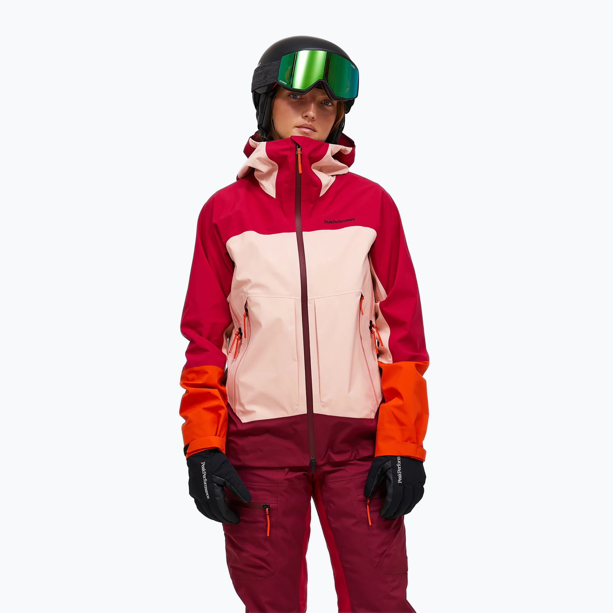 Dámska lyžiarska bunda Peak Performance Visilight GTX C-Knit 3L tech burgundy/peach fuzz