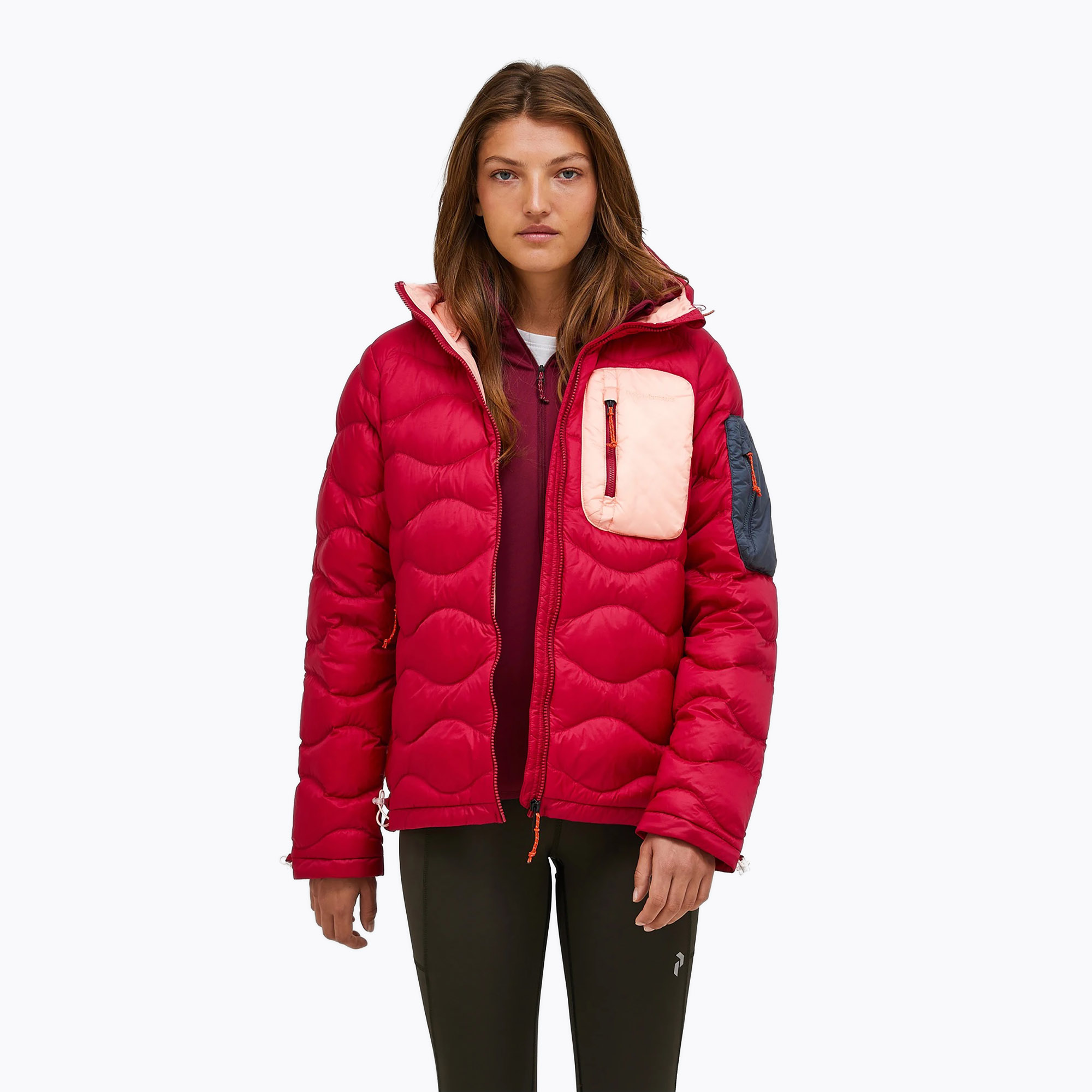 Kurtka puchowa damska Peak Performance Helium Utility Down tech burgundy/peach fuzz 